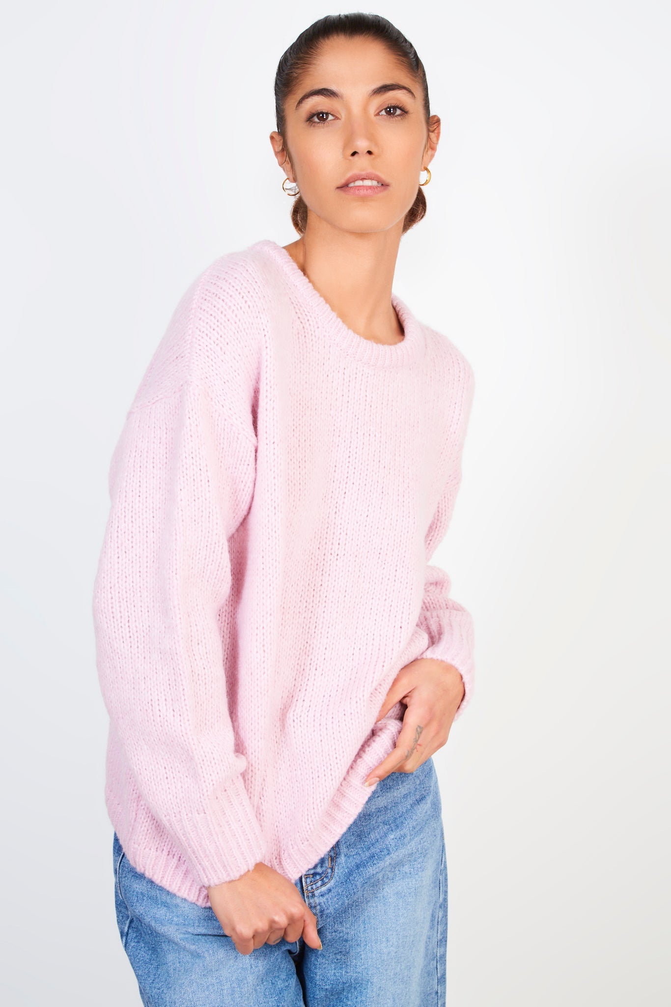Light pink thick collar oversized jumper_2