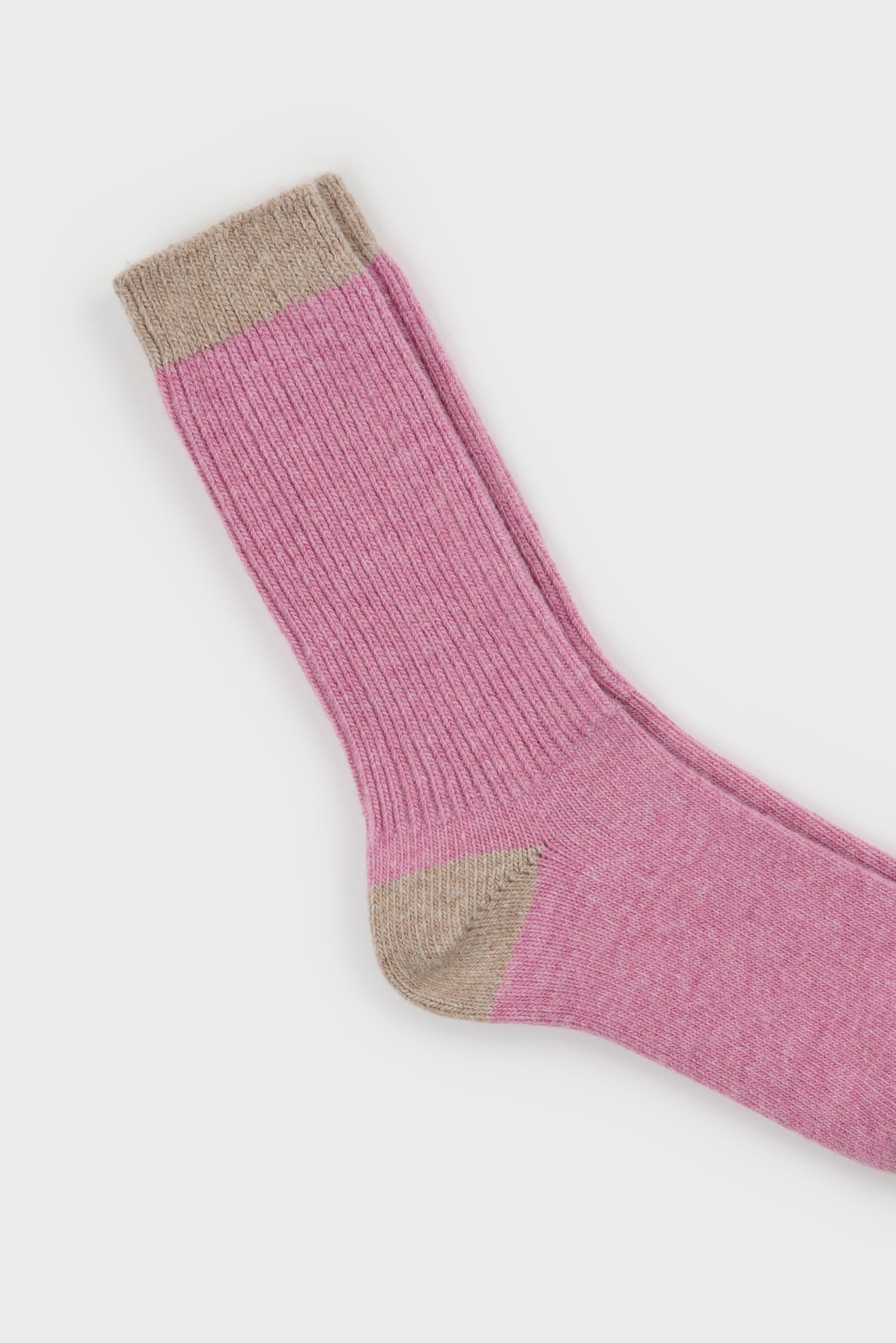 Lilac and beige contrast trim cashmere blend socks_2