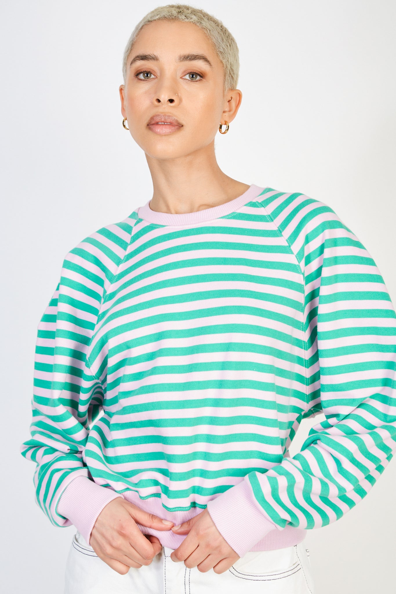 Lilac and green horizontal stripe sweatshirt_1