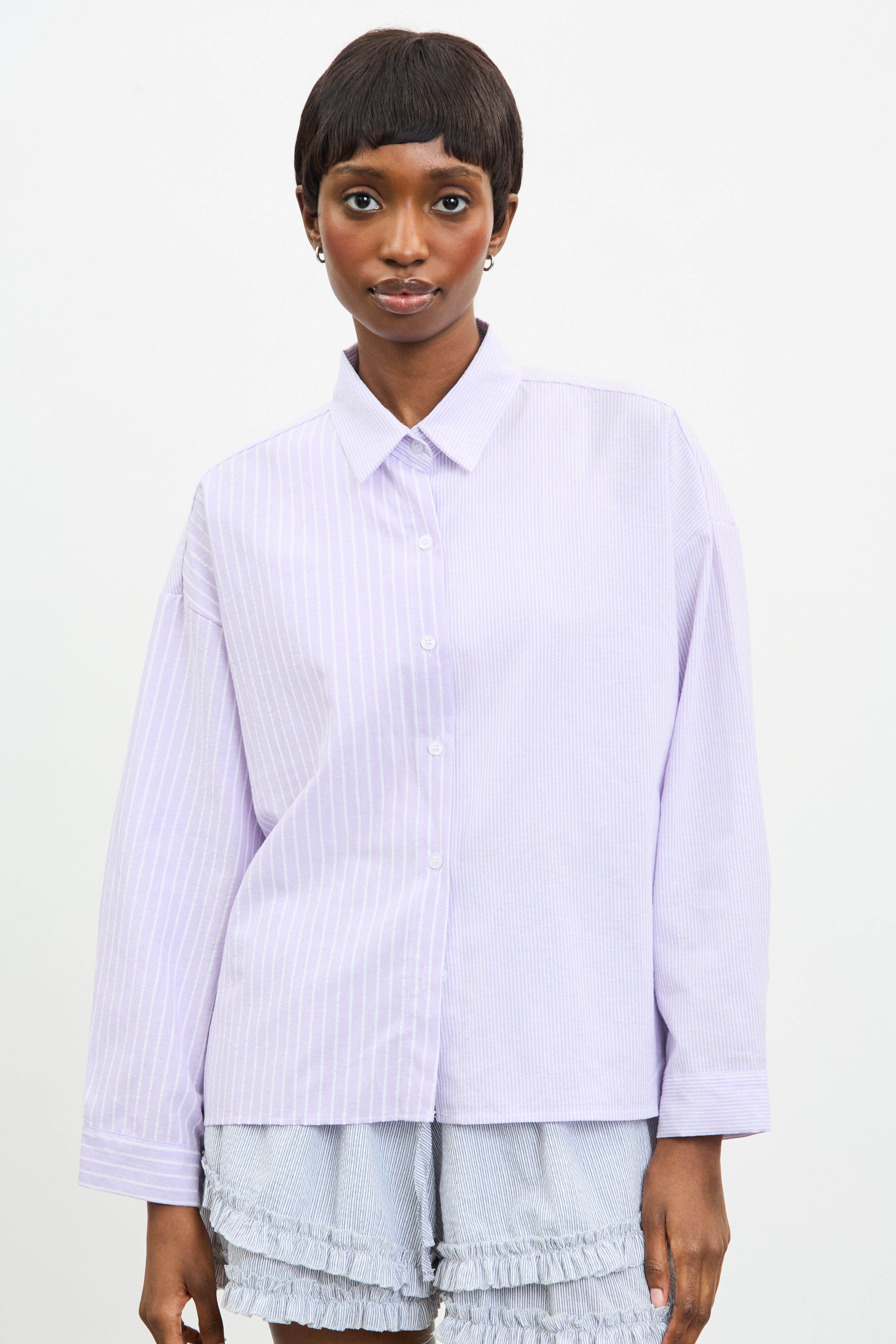 Lilac and white multi striped shirt_1