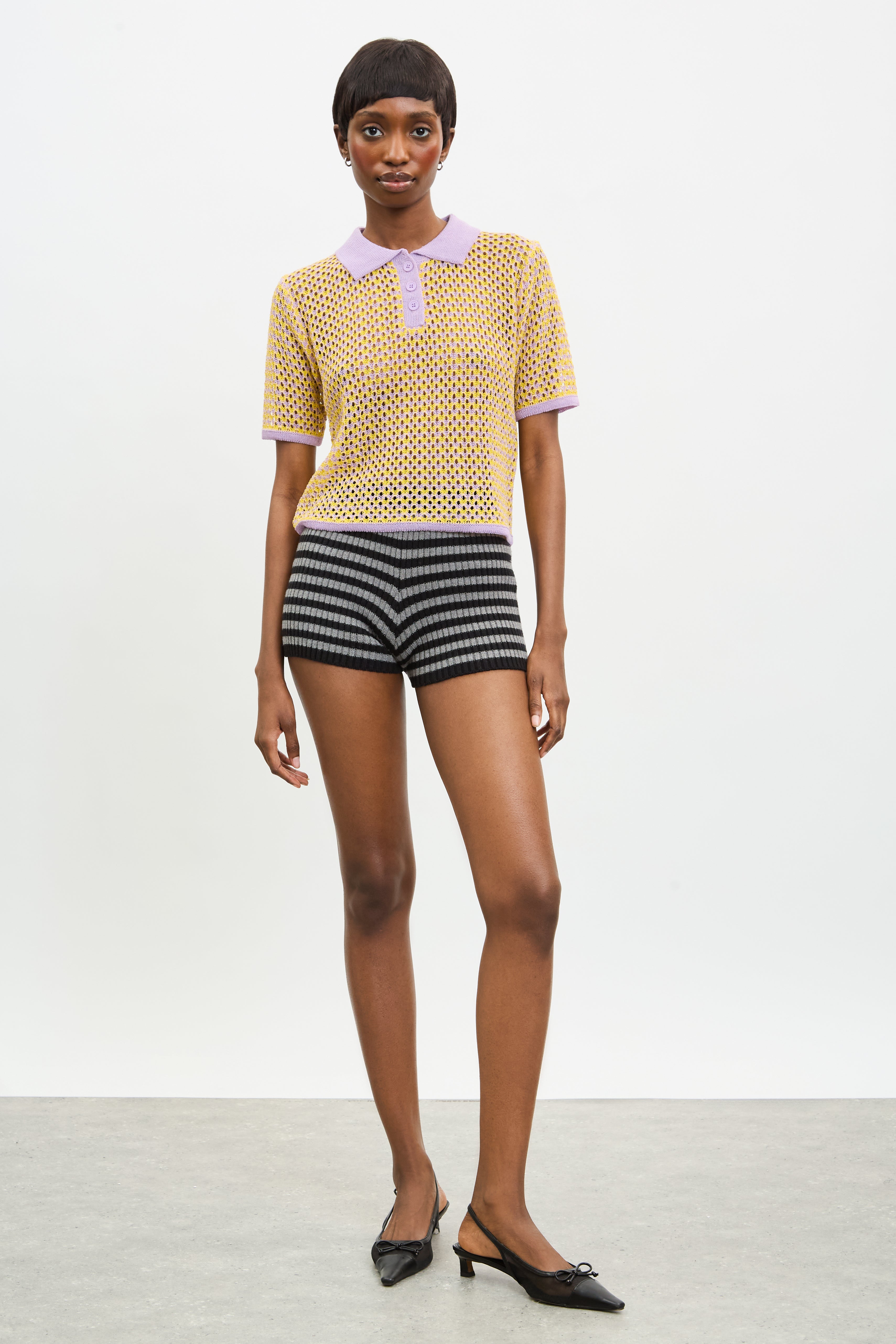 Lilac and yellow mix knit polo_4