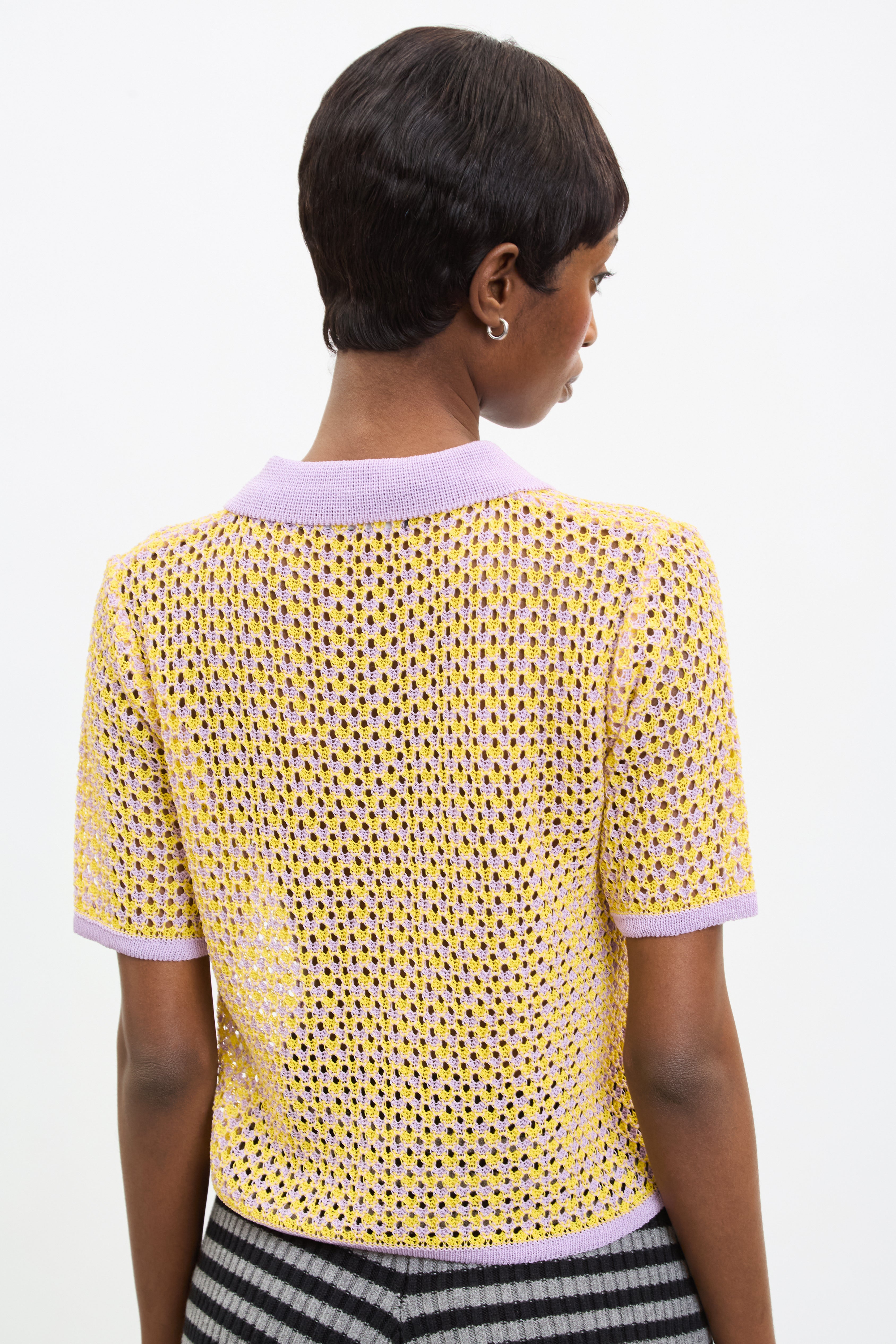 Lilac and yellow mix knit polo_2