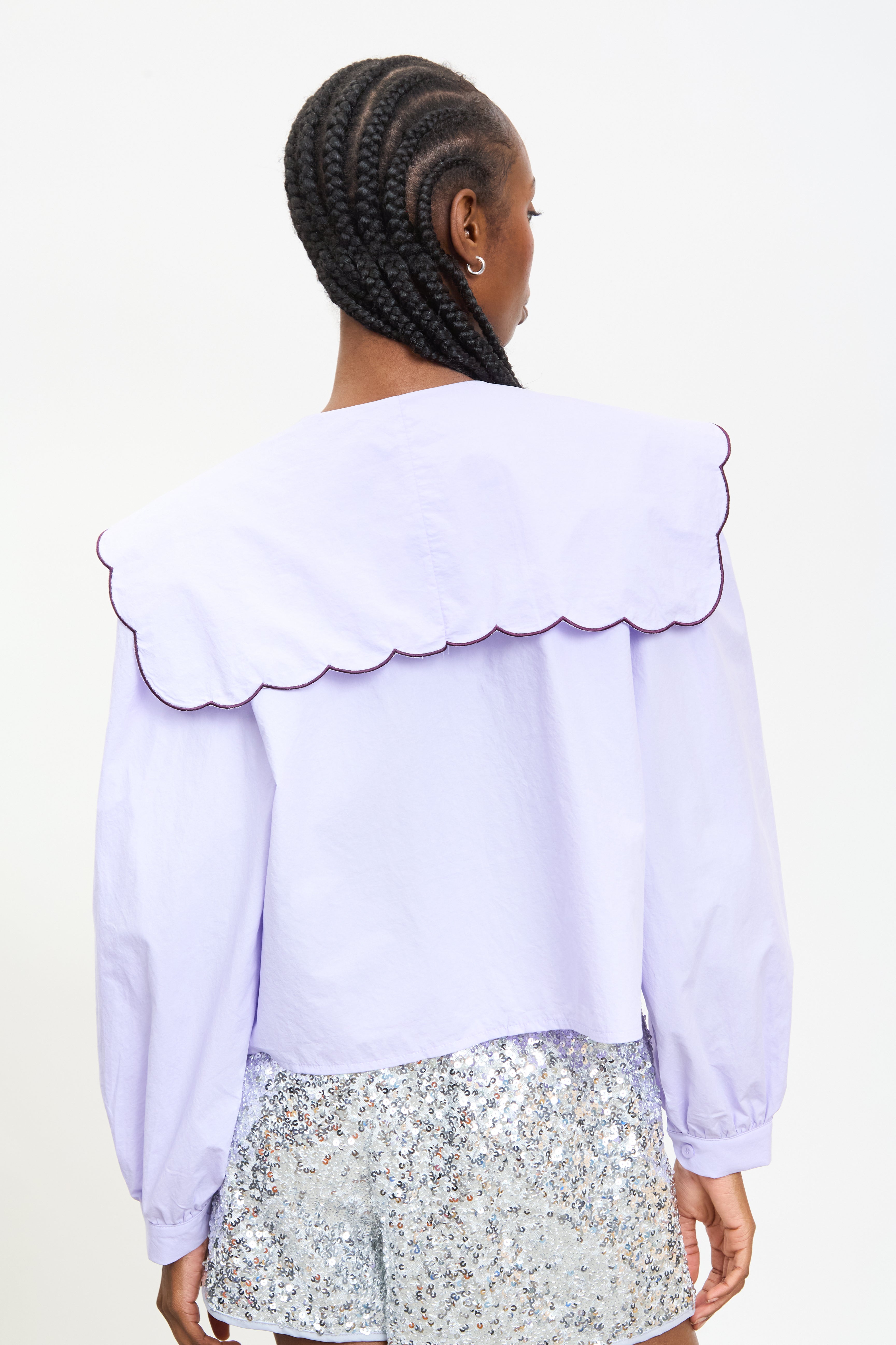 Lilac contrast trim scalloped giant collar shirt_3