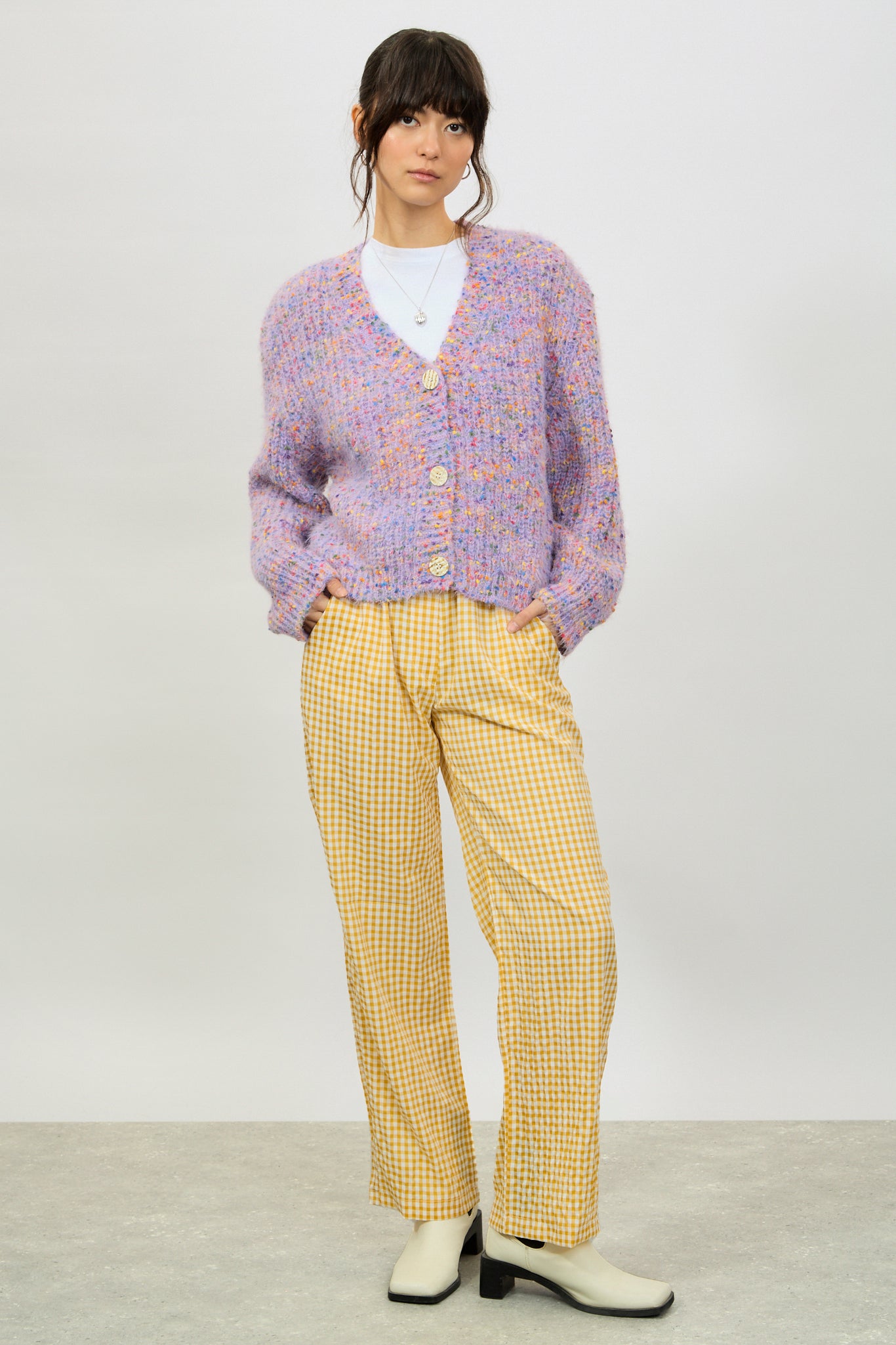 Lilac rainbow fleck fuzzy cardigan_5