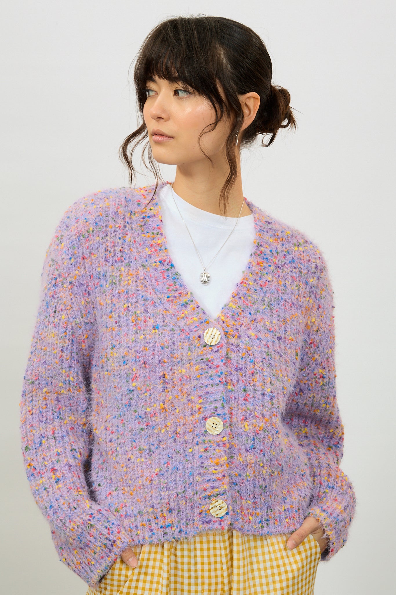 Lilac rainbow fleck fuzzy cardigan_2