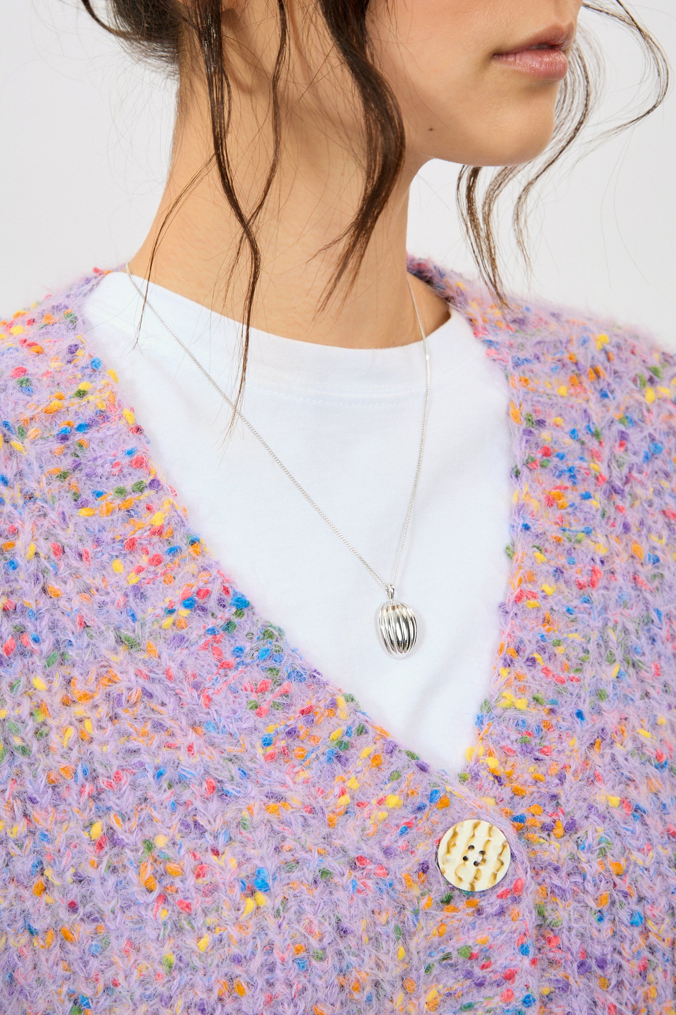 Lilac rainbow fleck fuzzy cardigan_4