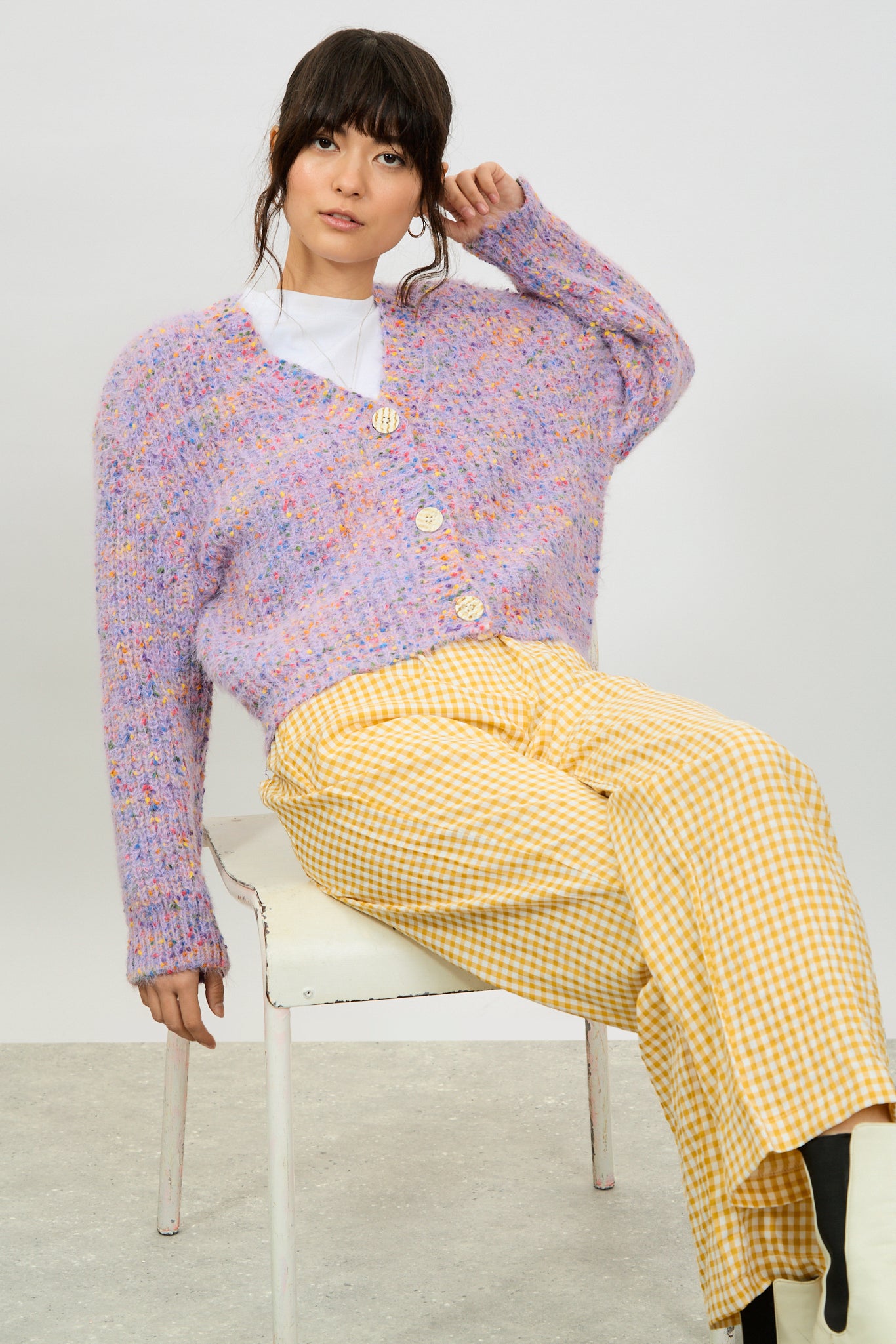 Lilac rainbow fleck fuzzy cardigan_1