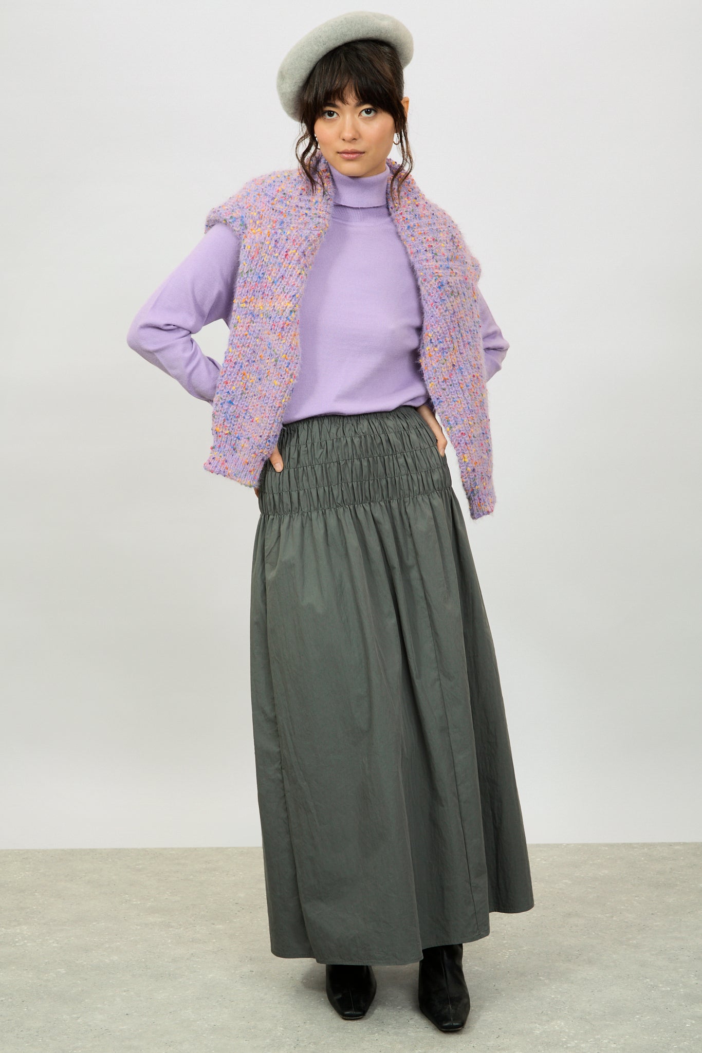 Lilac semi sheer thin knit turtleneck_4