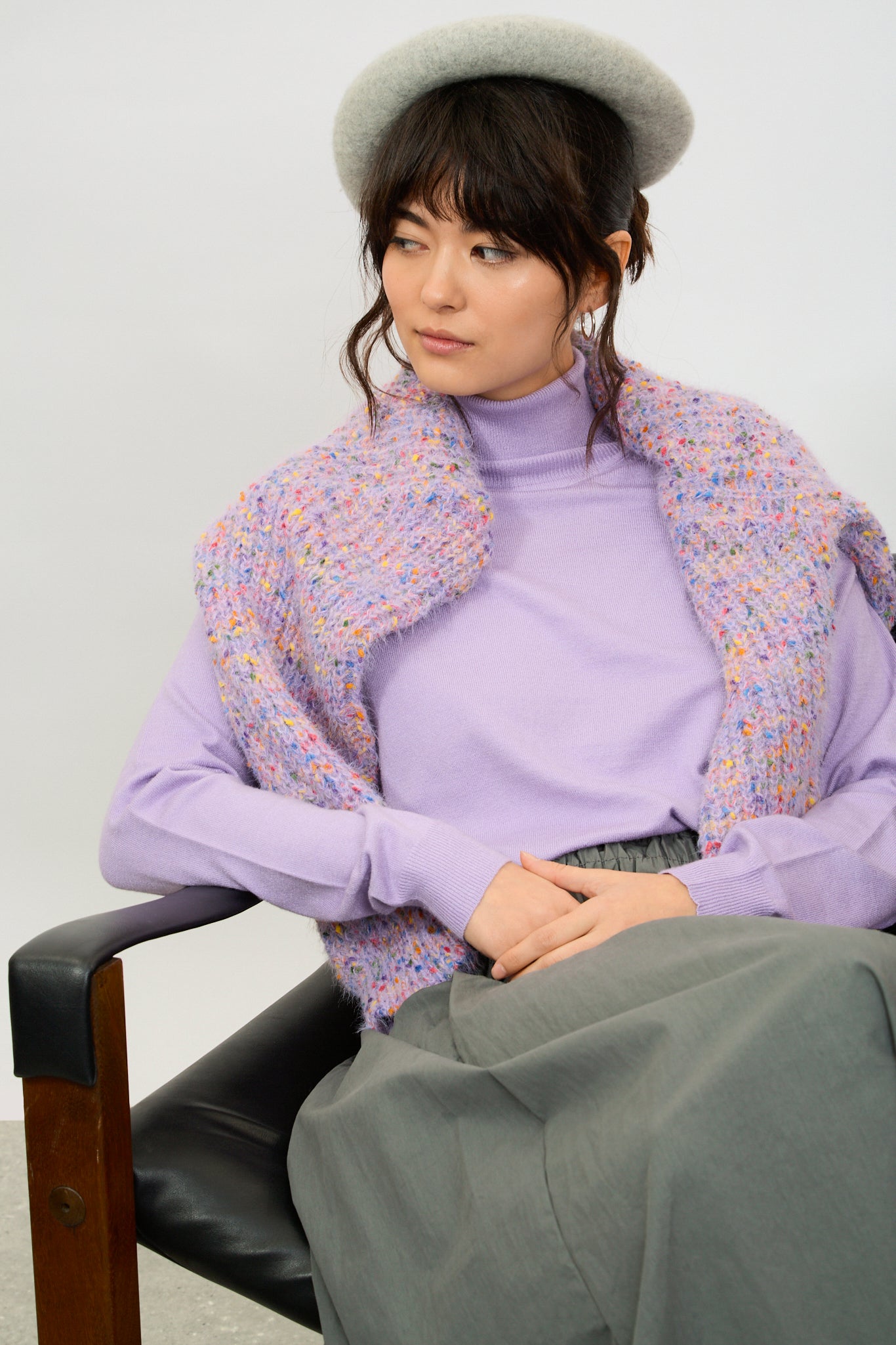 Lilac semi sheer thin knit turtleneck_5