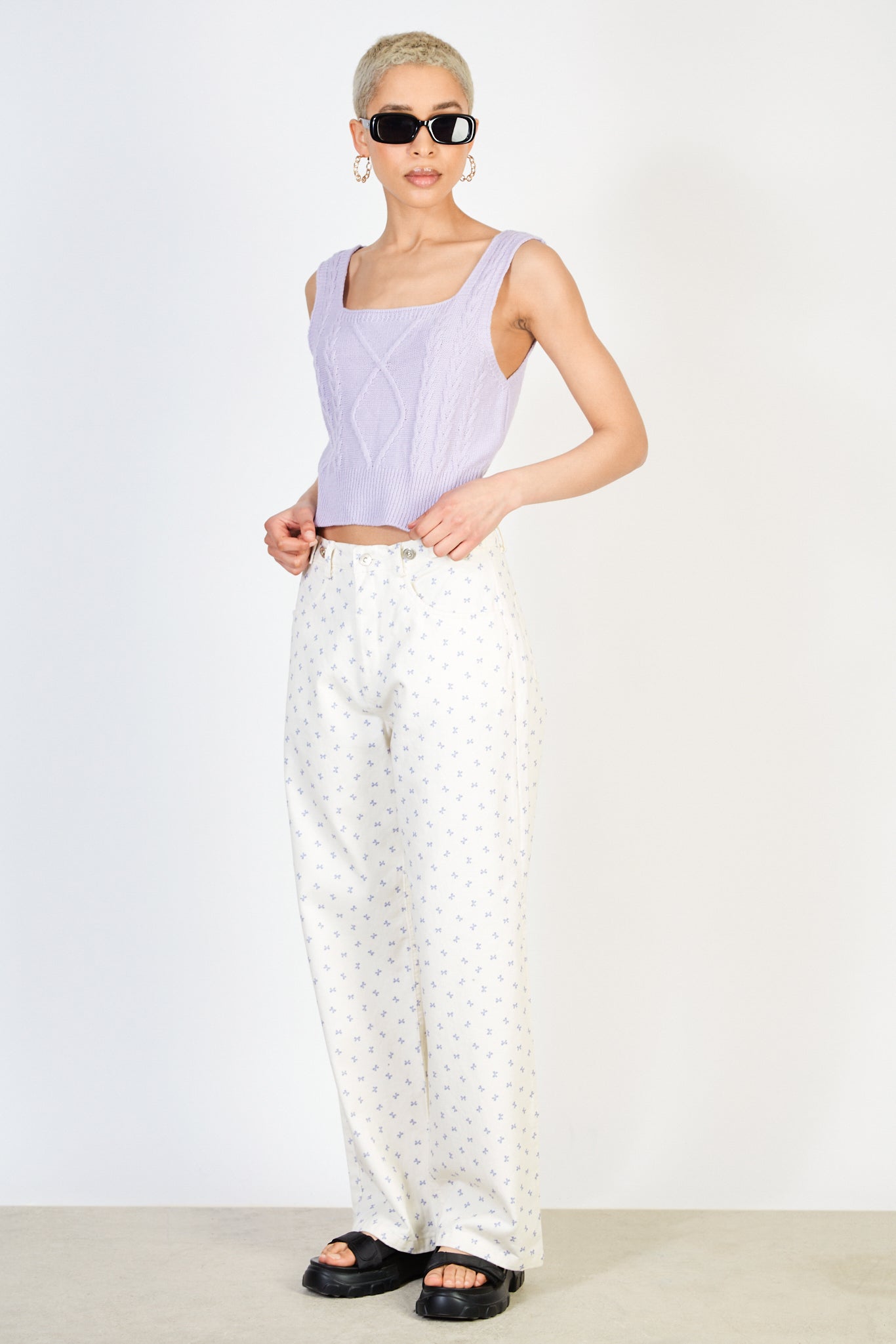 Lilac square neck cableknit tank_4