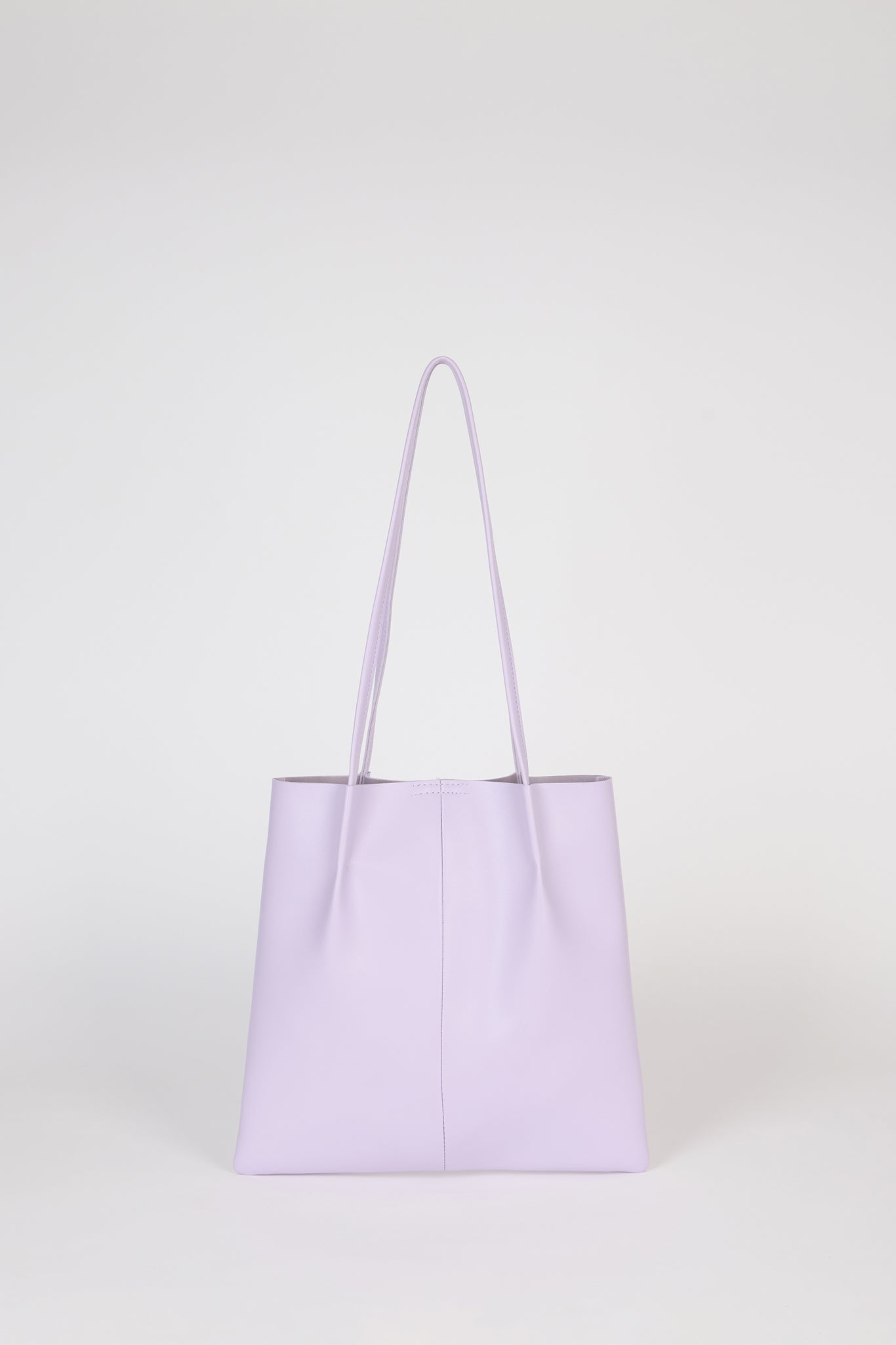 Lilac vegan leather pinched strap tote bag_1