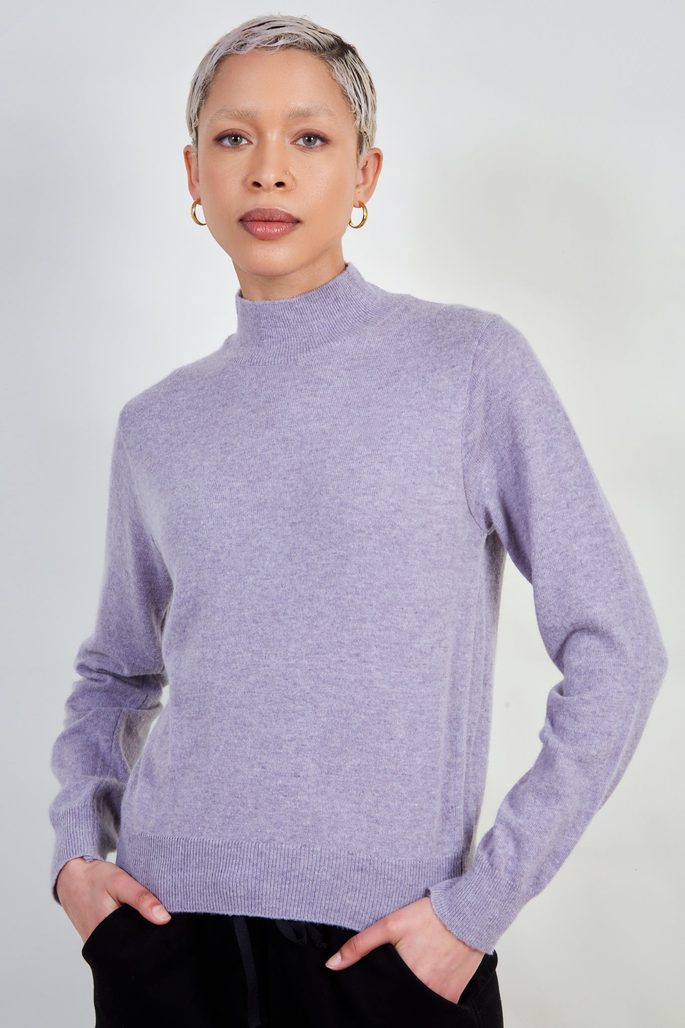 Lilac alpaca blend mock neck knit top_1