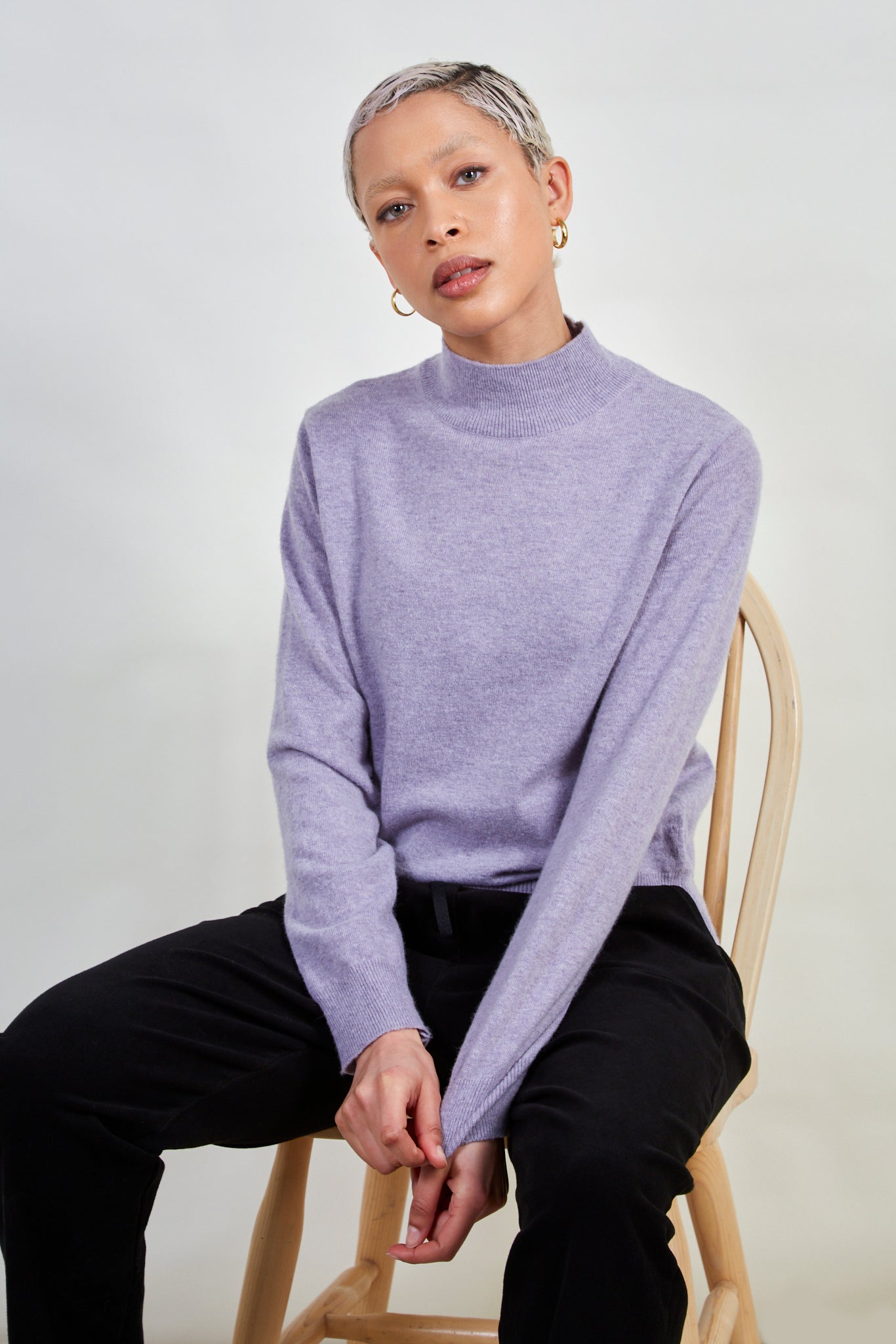 Lilac alpaca blend mock neck knit top_5
