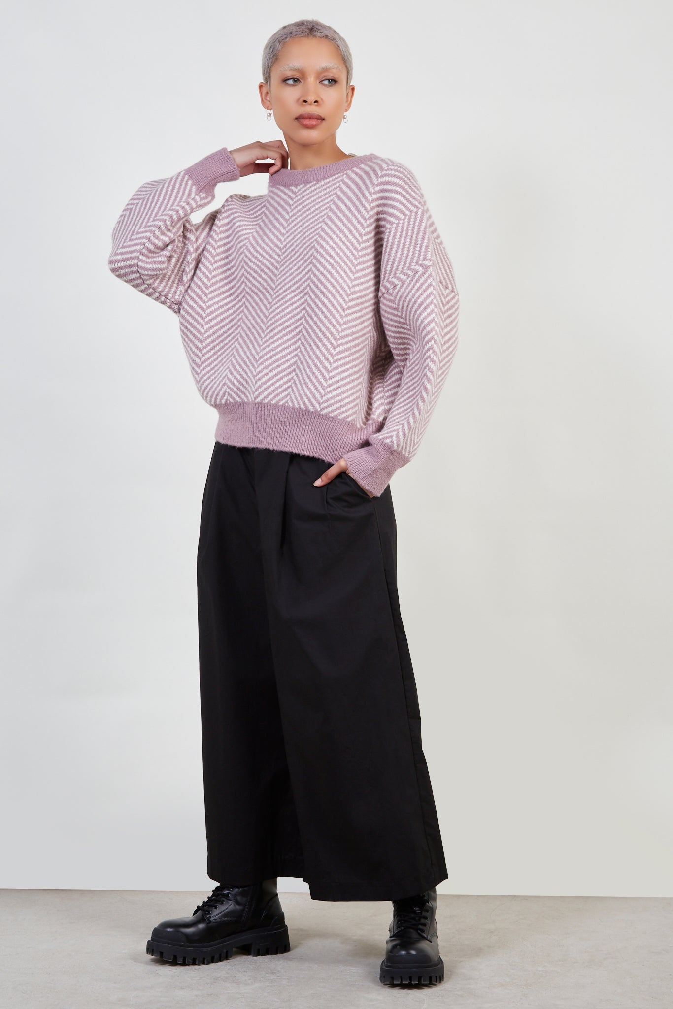 Lilac and ivory herringbone jumper_3