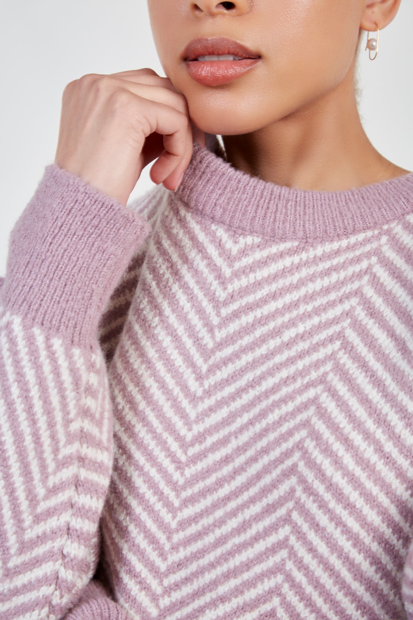 Lilac and ivory herringbone jumper_4