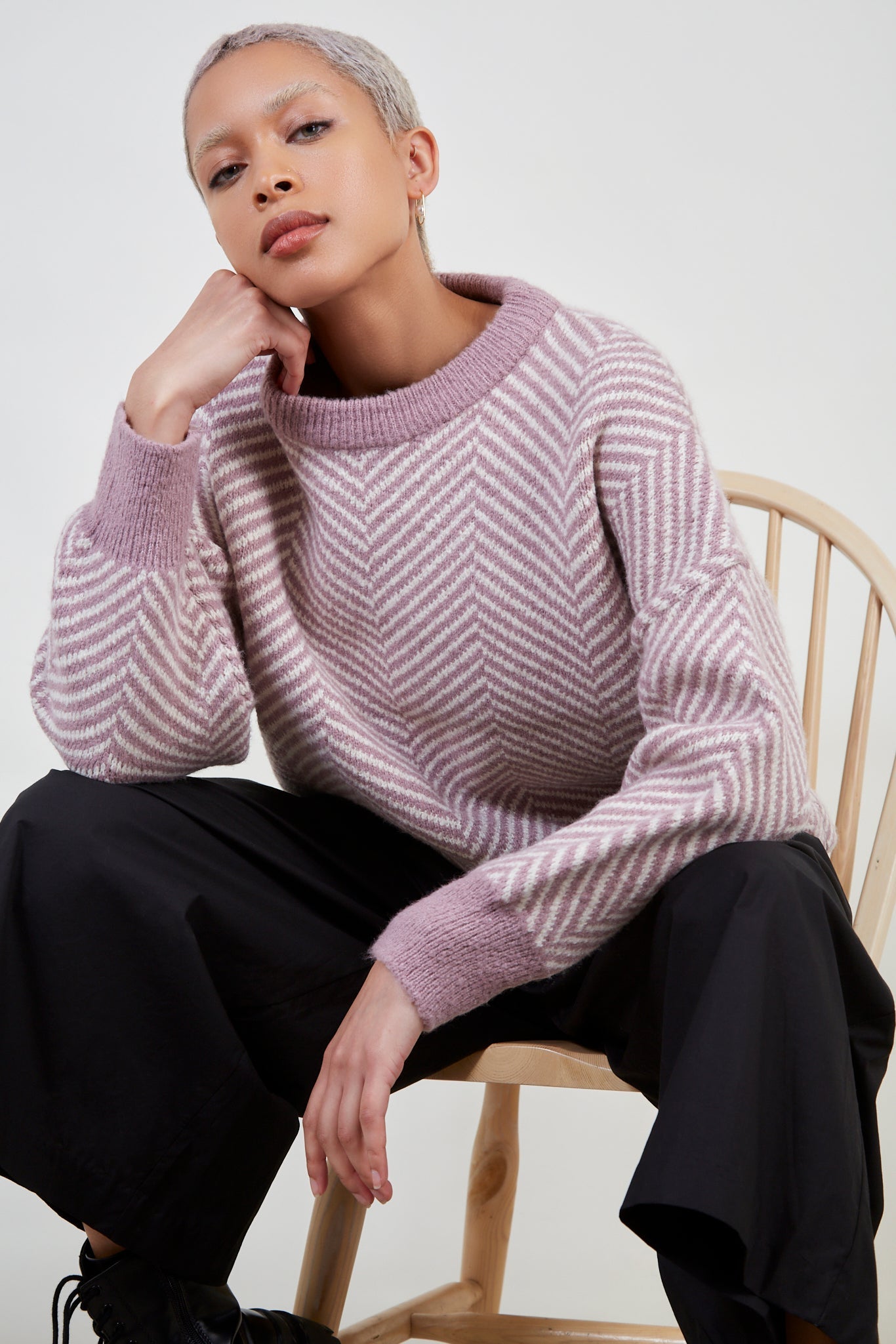 Lilac and ivory herringbone jumper_1