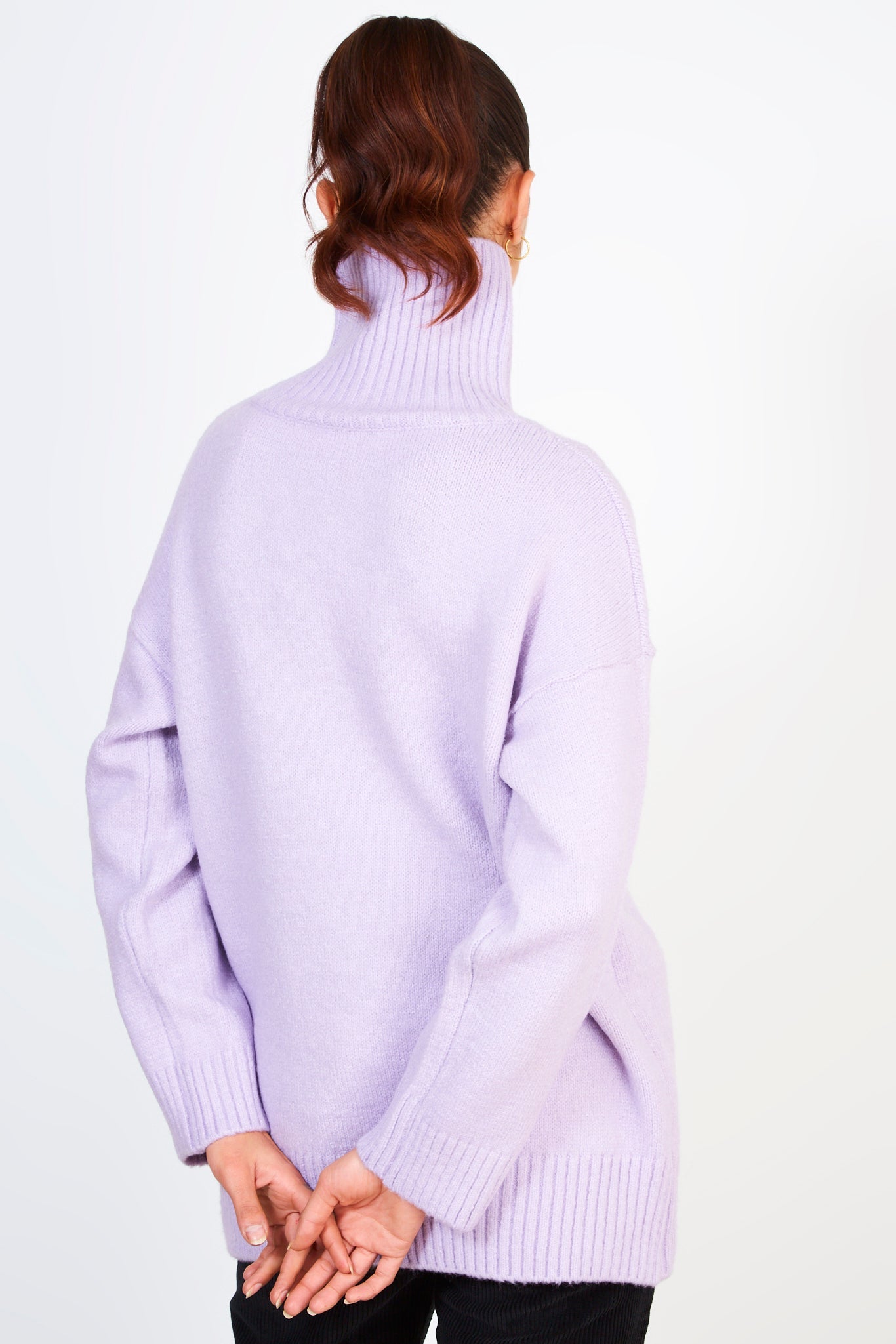 Lilac long ribbed hem turtleneck jumper_2