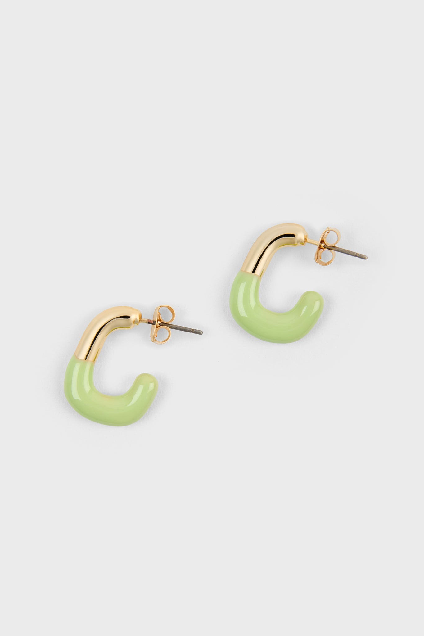 Lime green enamel dipped gold square mini hoop earrings_1