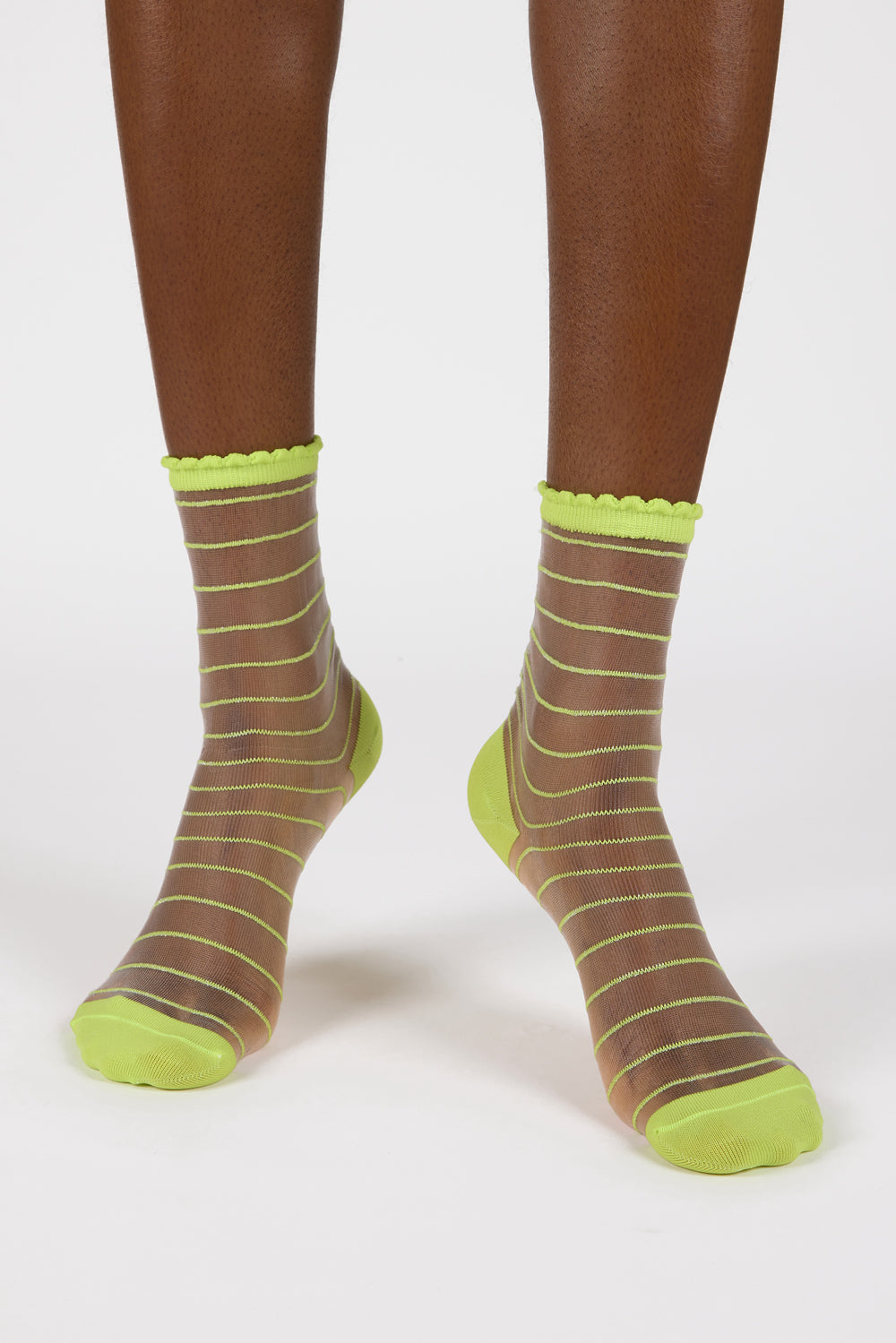 Lime green sheer horizontal stripe socks_2