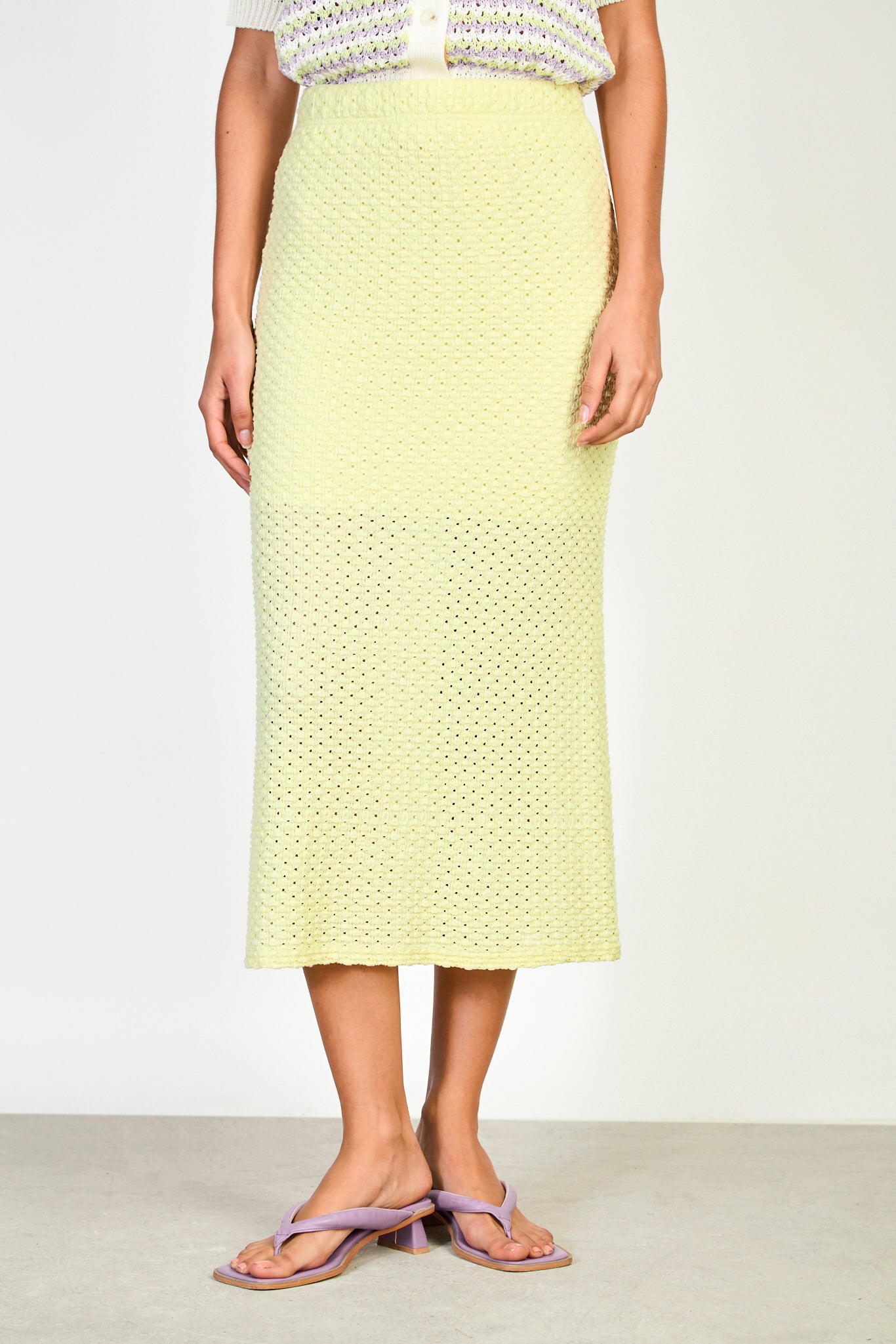 Lime green textured pencil skirt_1
