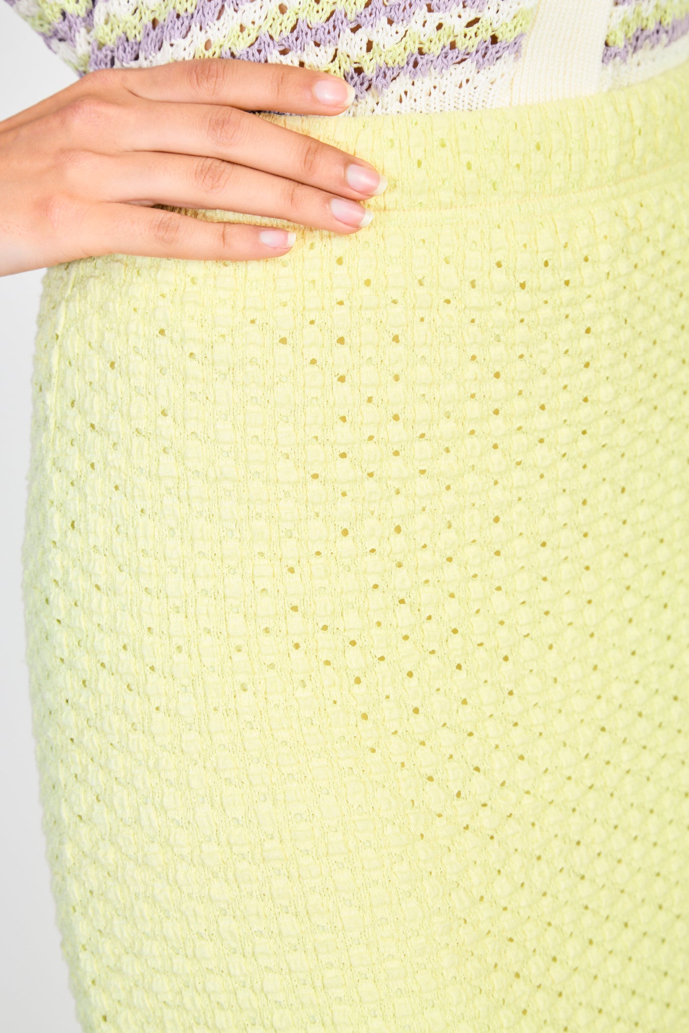 Lime green textured pencil skirt_3