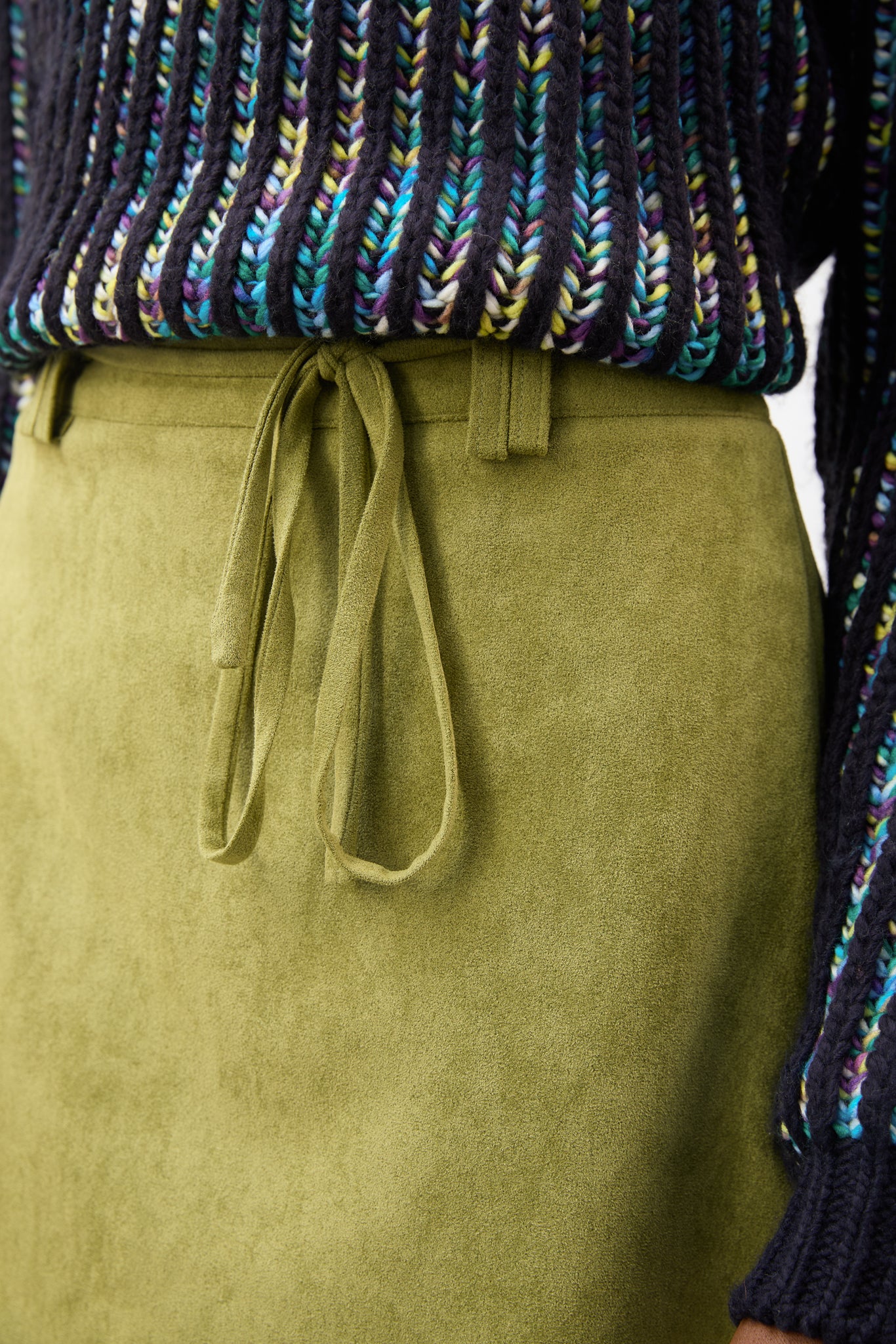 Lime green vegan suede mini skirt_3