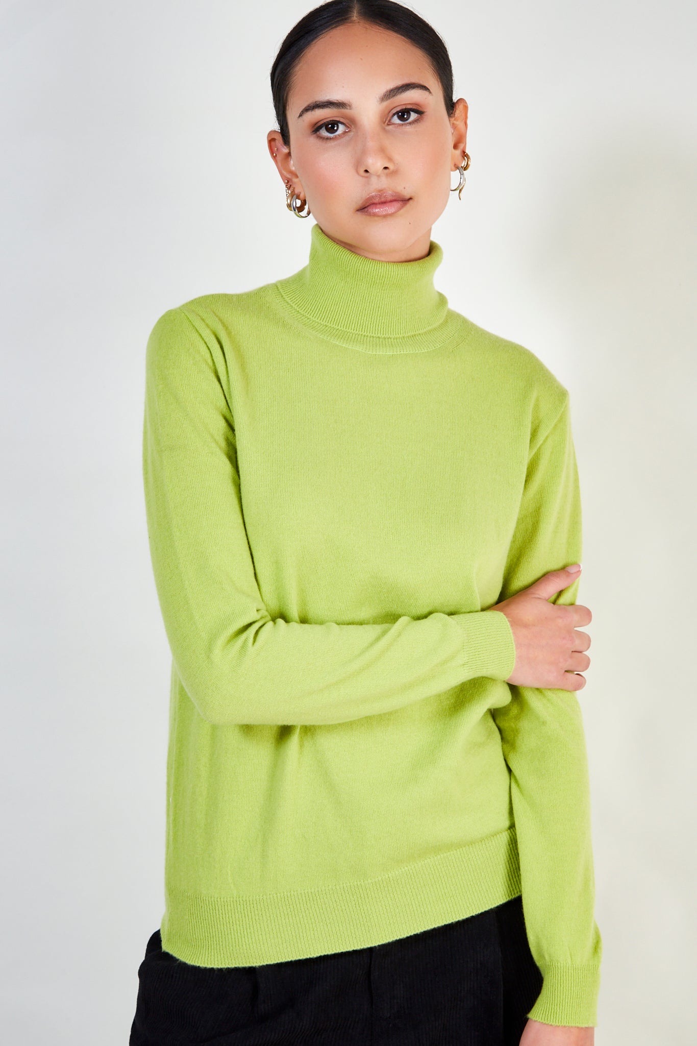 Lime green cashmere blend turtleneck_1