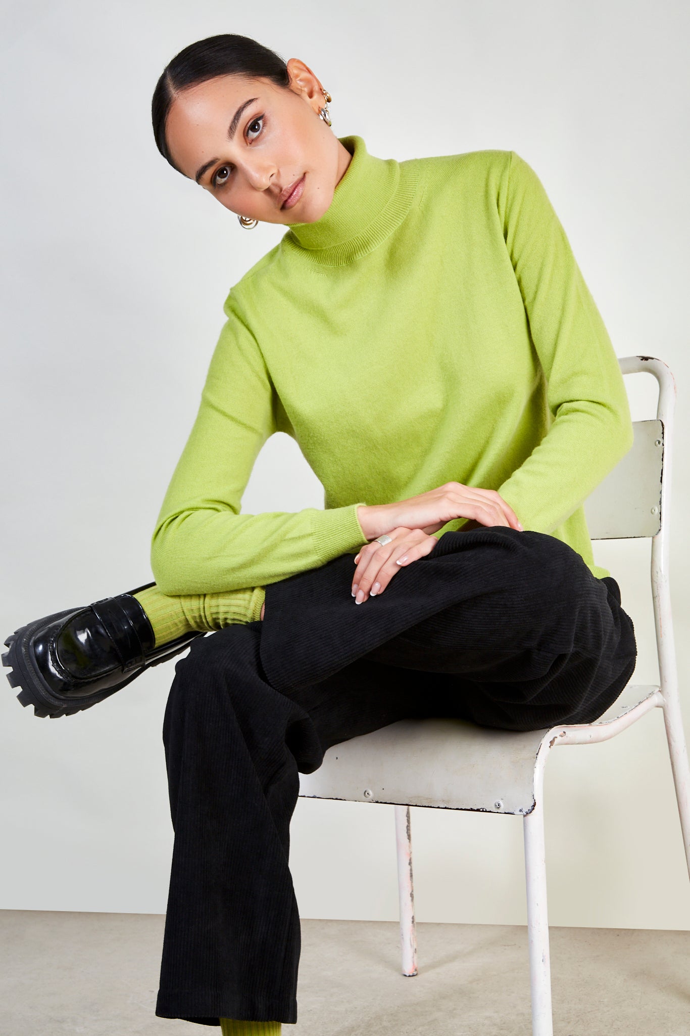 Lime green cashmere blend turtleneck_5