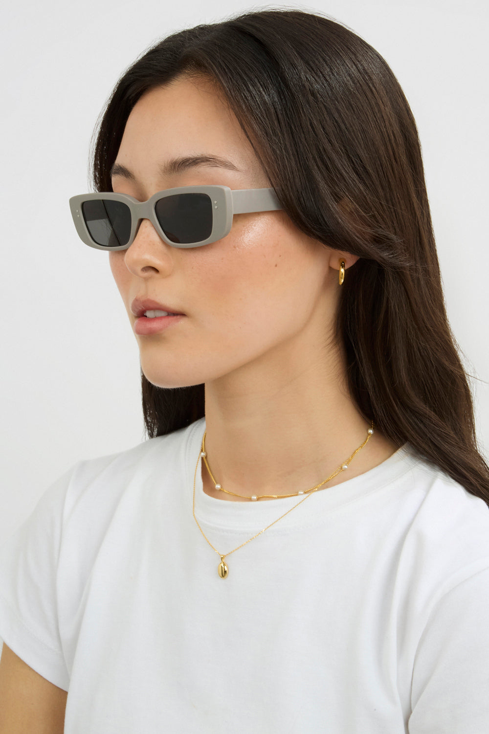 Matte grey thin rectangular sunglasses_2