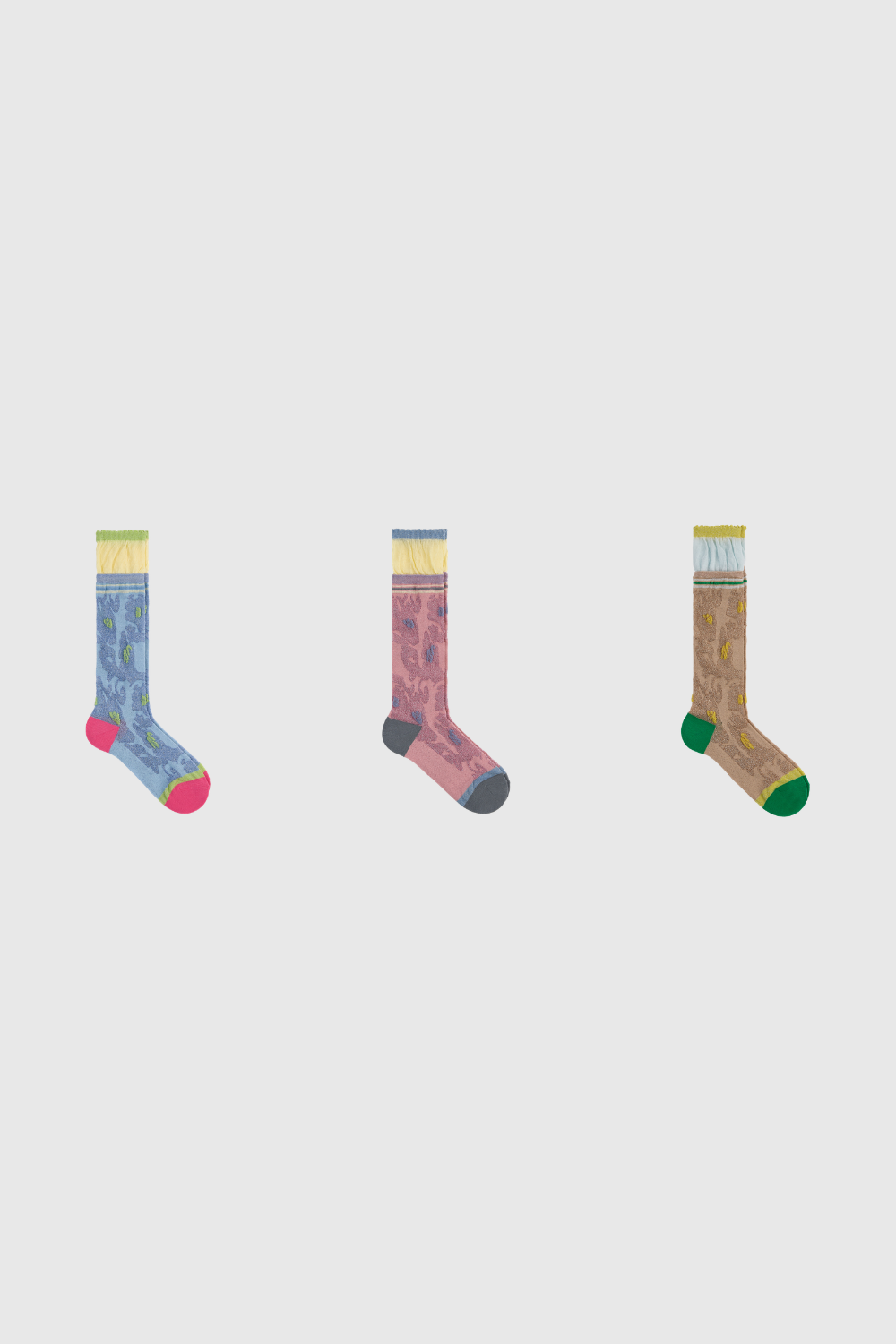 Metallic varsity trim cuffed socks - Set of 3