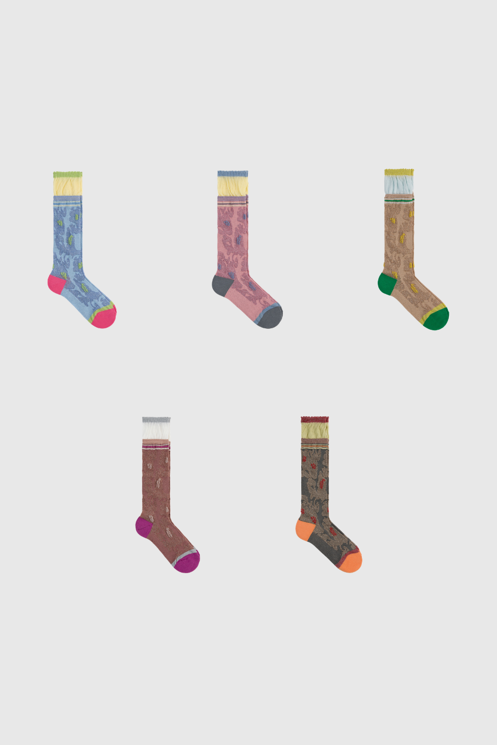 Metallic varsity trim cuffed socks - Set of 5