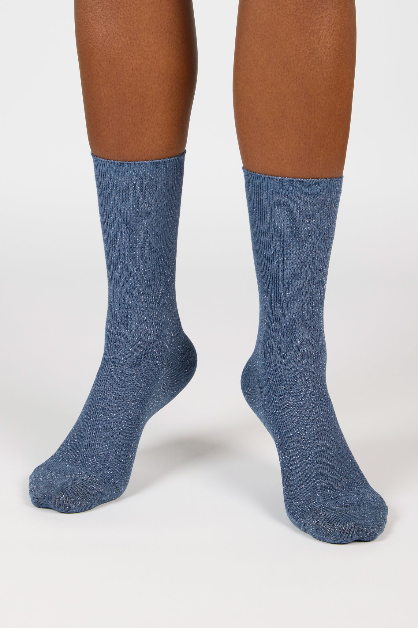 Mid blue modal blend ribbed socks_4