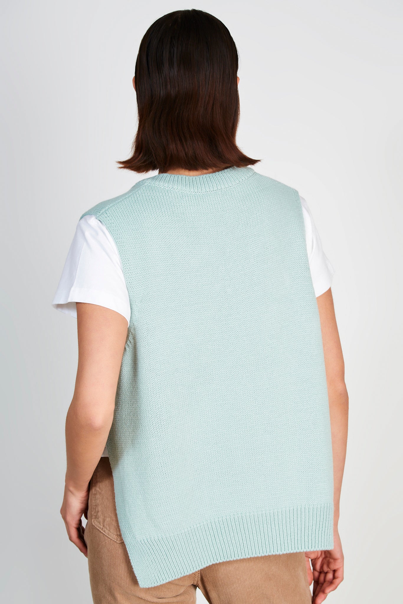 Mint green V neck sweater vest_3
