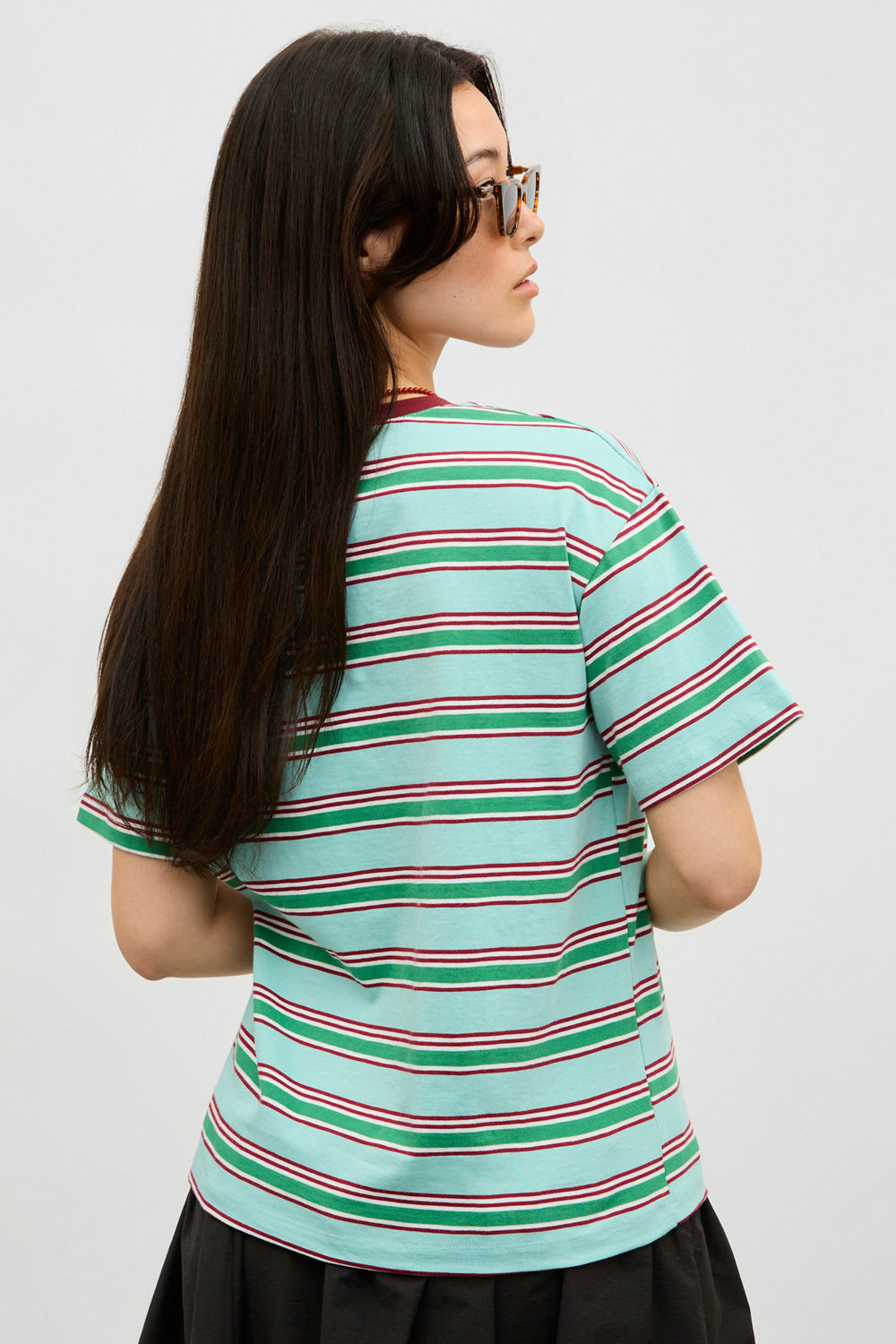 Mint green and red multi striped tee_2