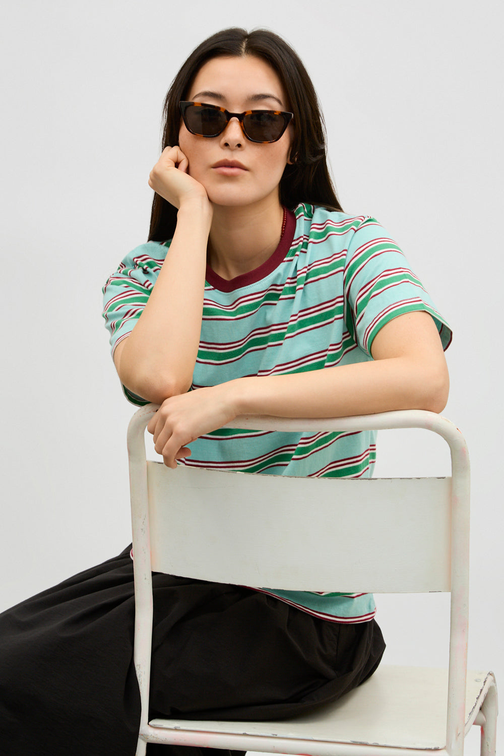 Mint green and red multi striped tee_5