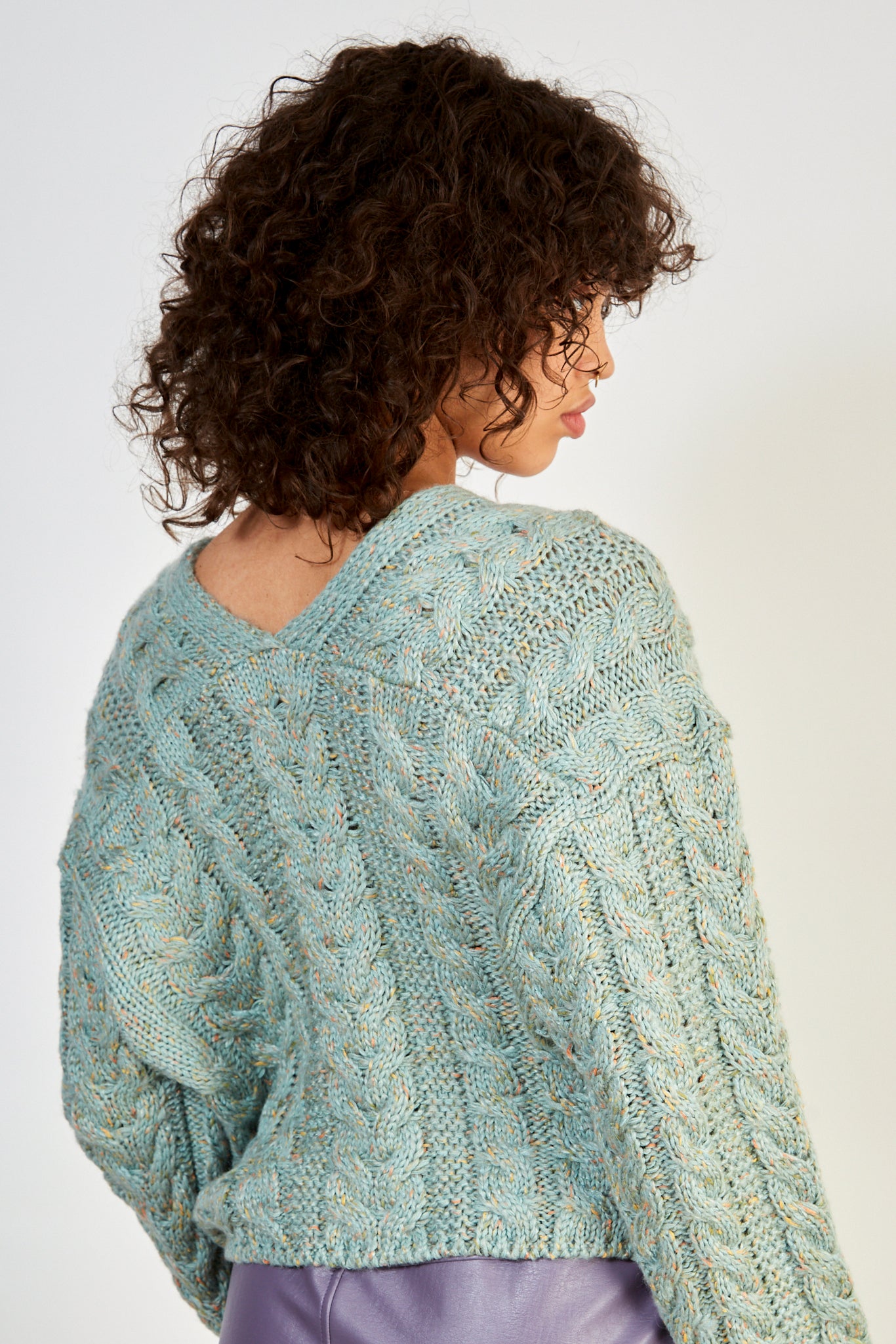Mint green cableknit chunky cardigan_2