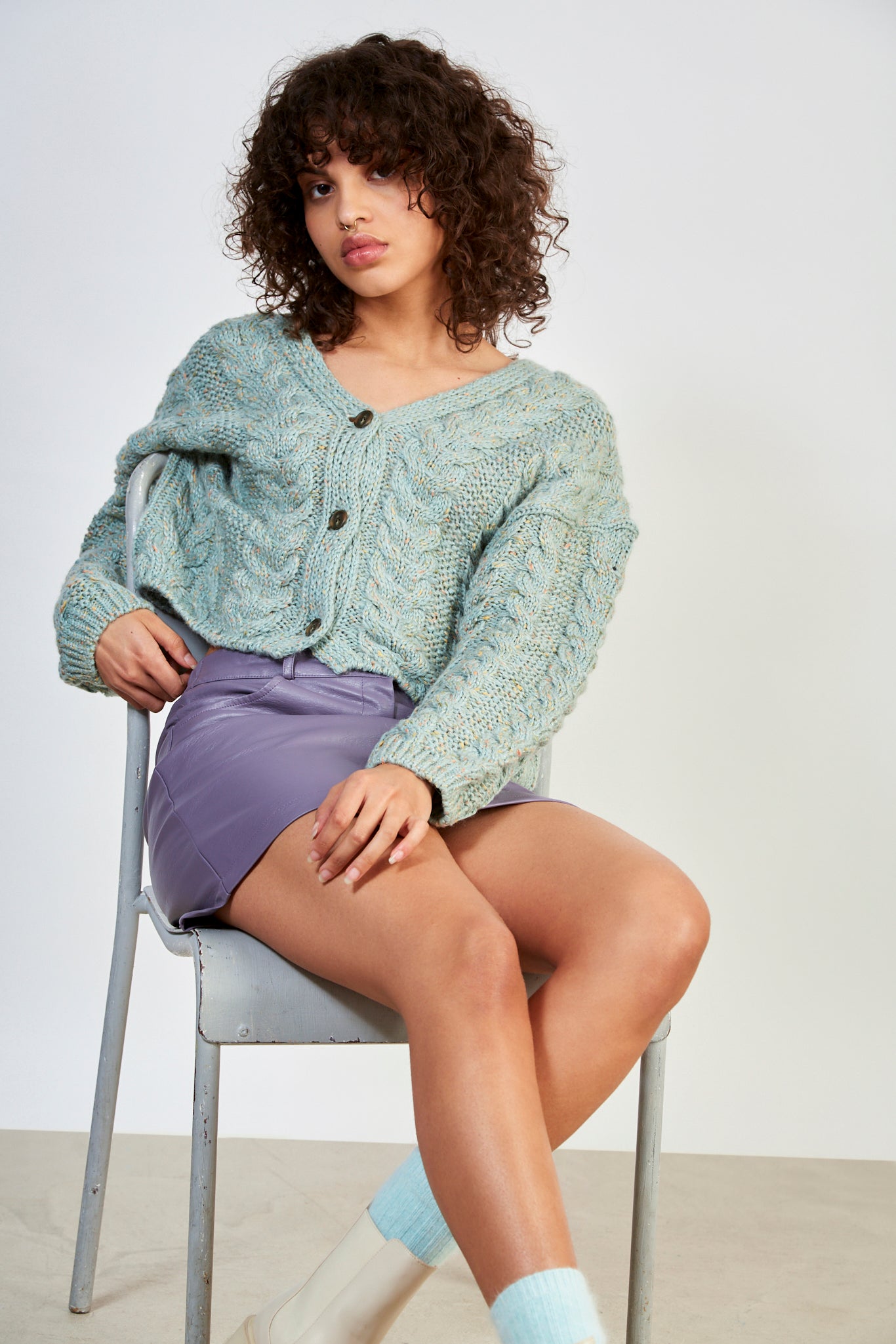 Mint green cableknit chunky cardigan_5