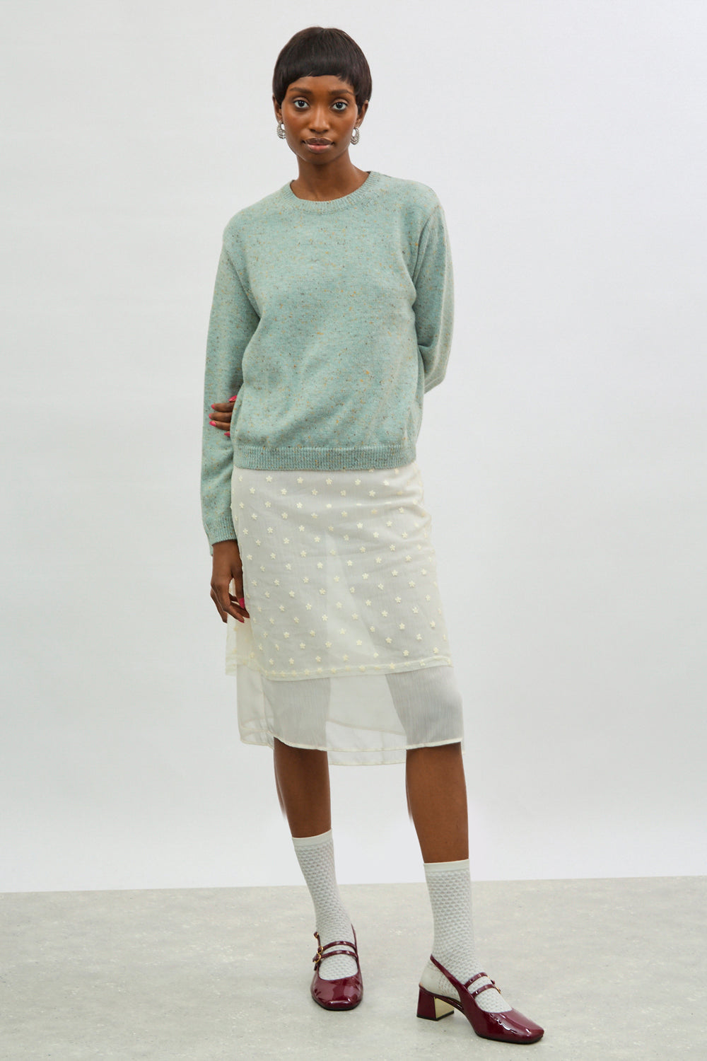 Mint green flecked wool blend jumper_4