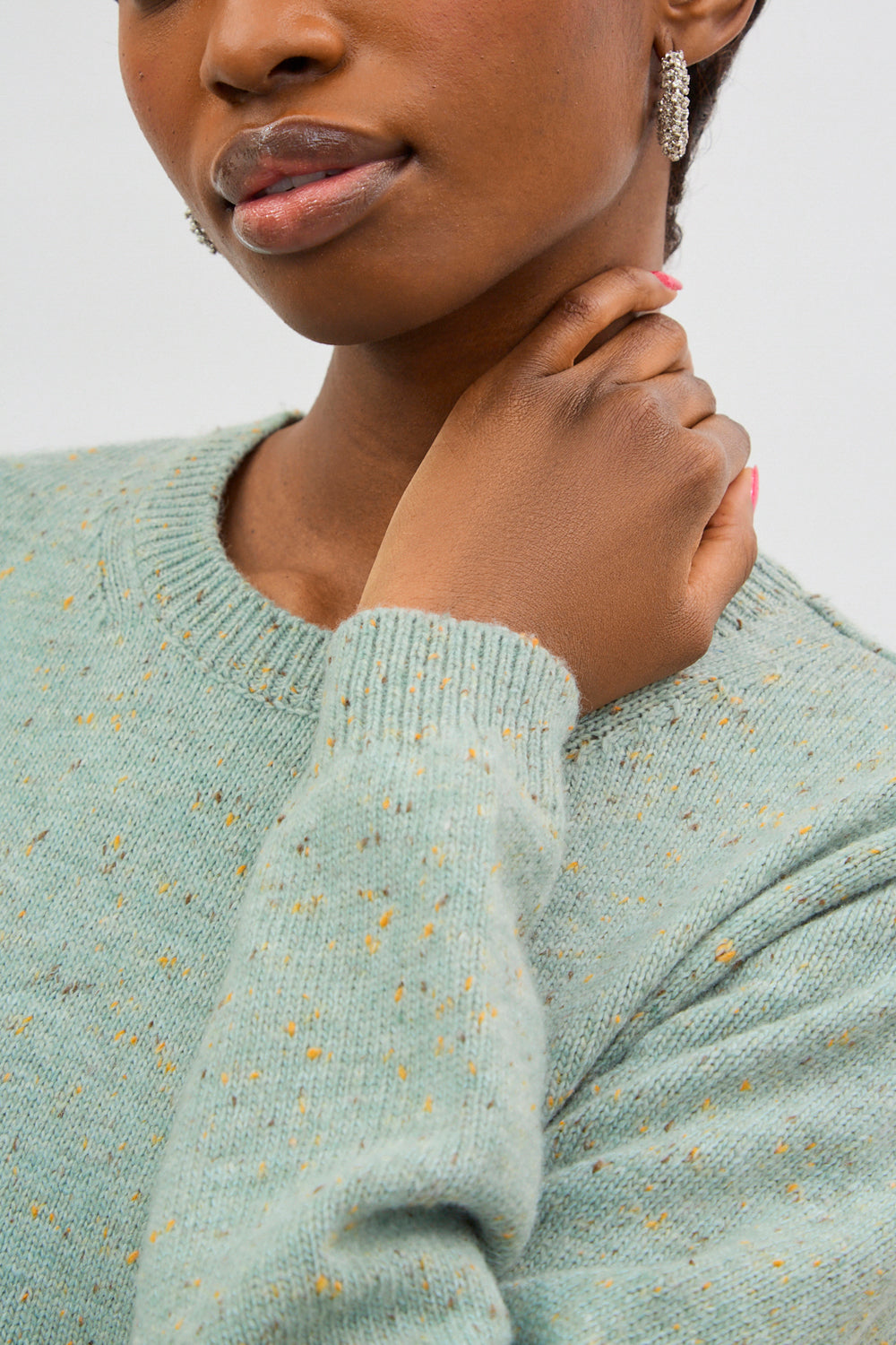 Mint green flecked wool blend jumper_3