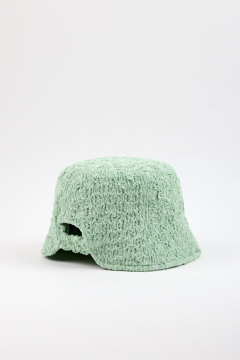 Mint green textured slim profile bucket hat_4