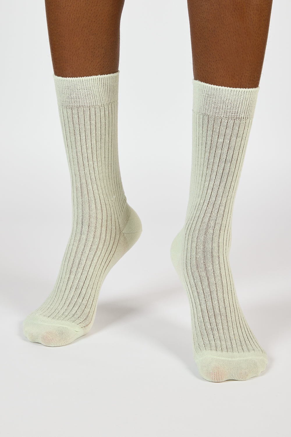 Mint linen blend ribbed socks_4