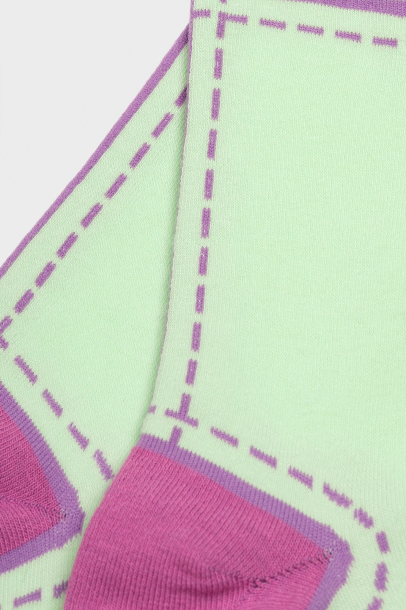 Mint green and purple dotted outline graphic socks_4