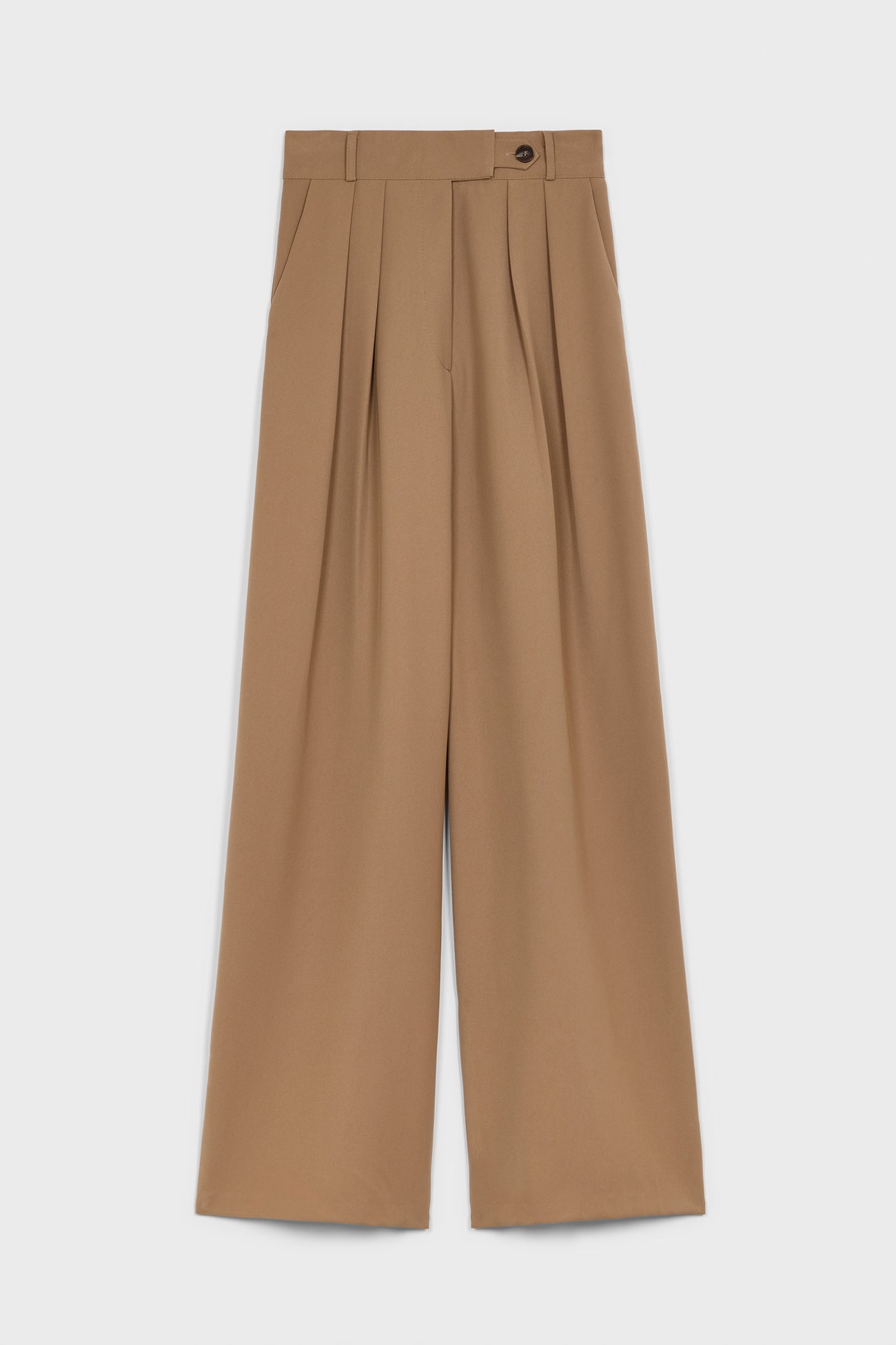 Beige double pleat smart trousers_1