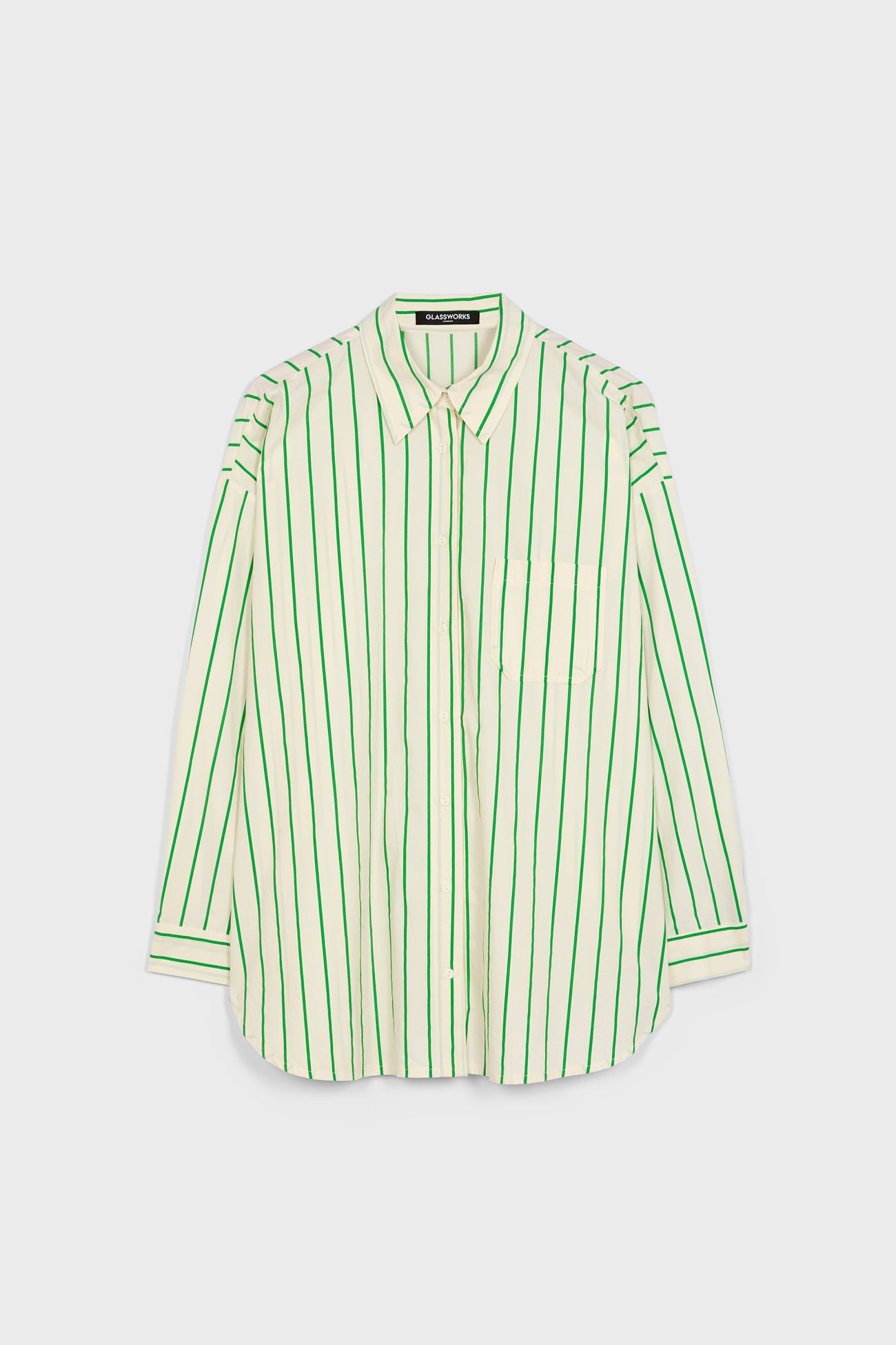 Ivory and green striped oversized shirt_6