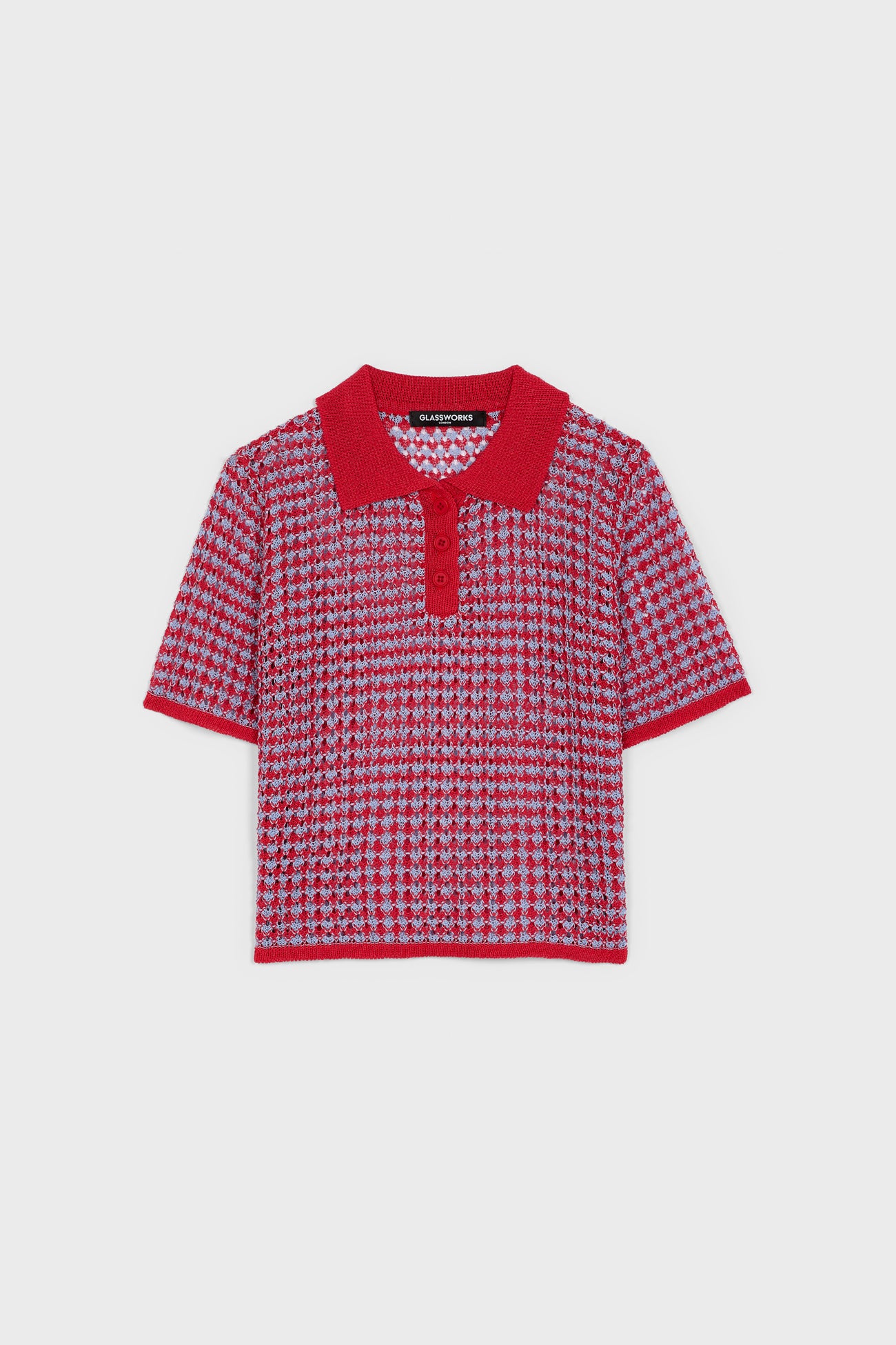 Red and blue mix knit polo_6