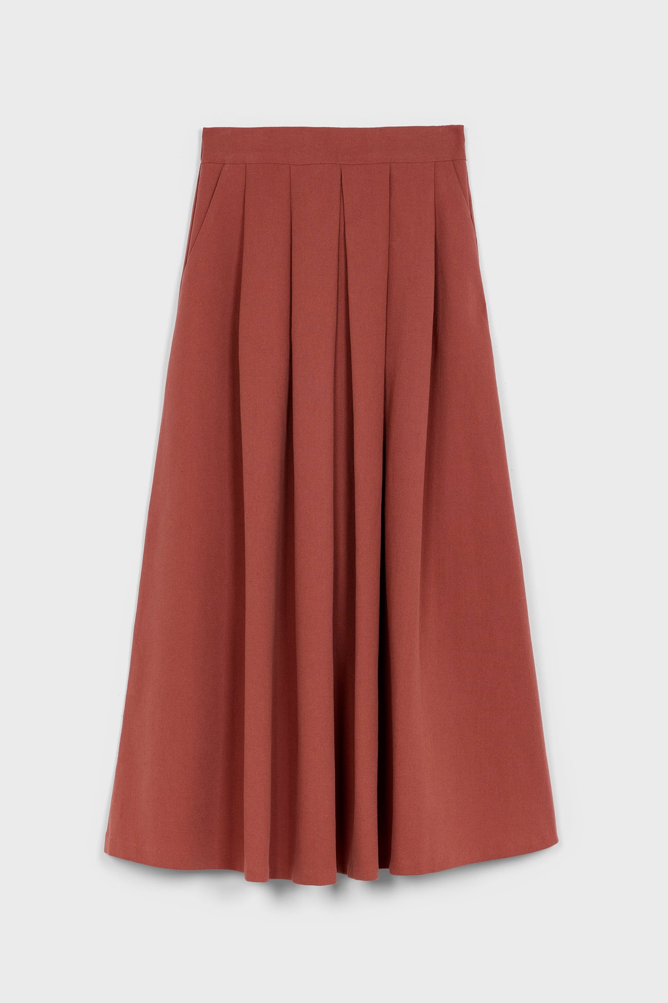 Rust red pleated skirt_6