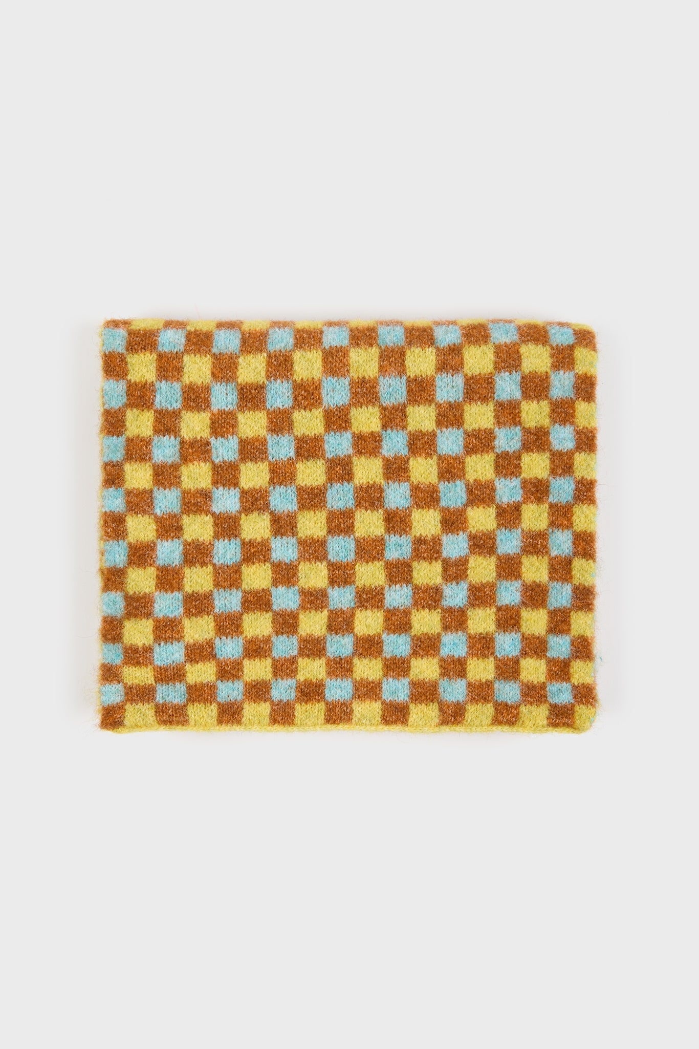 Mustard beige and blue gingham scarf_1