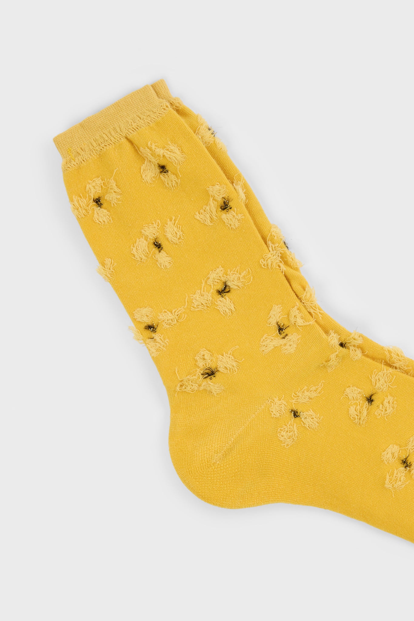 Mustard yellow tufted daisy socks_2