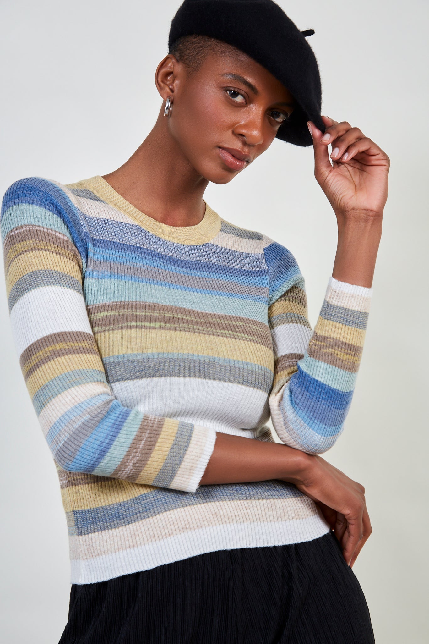 Mustard multicolour knit top_1