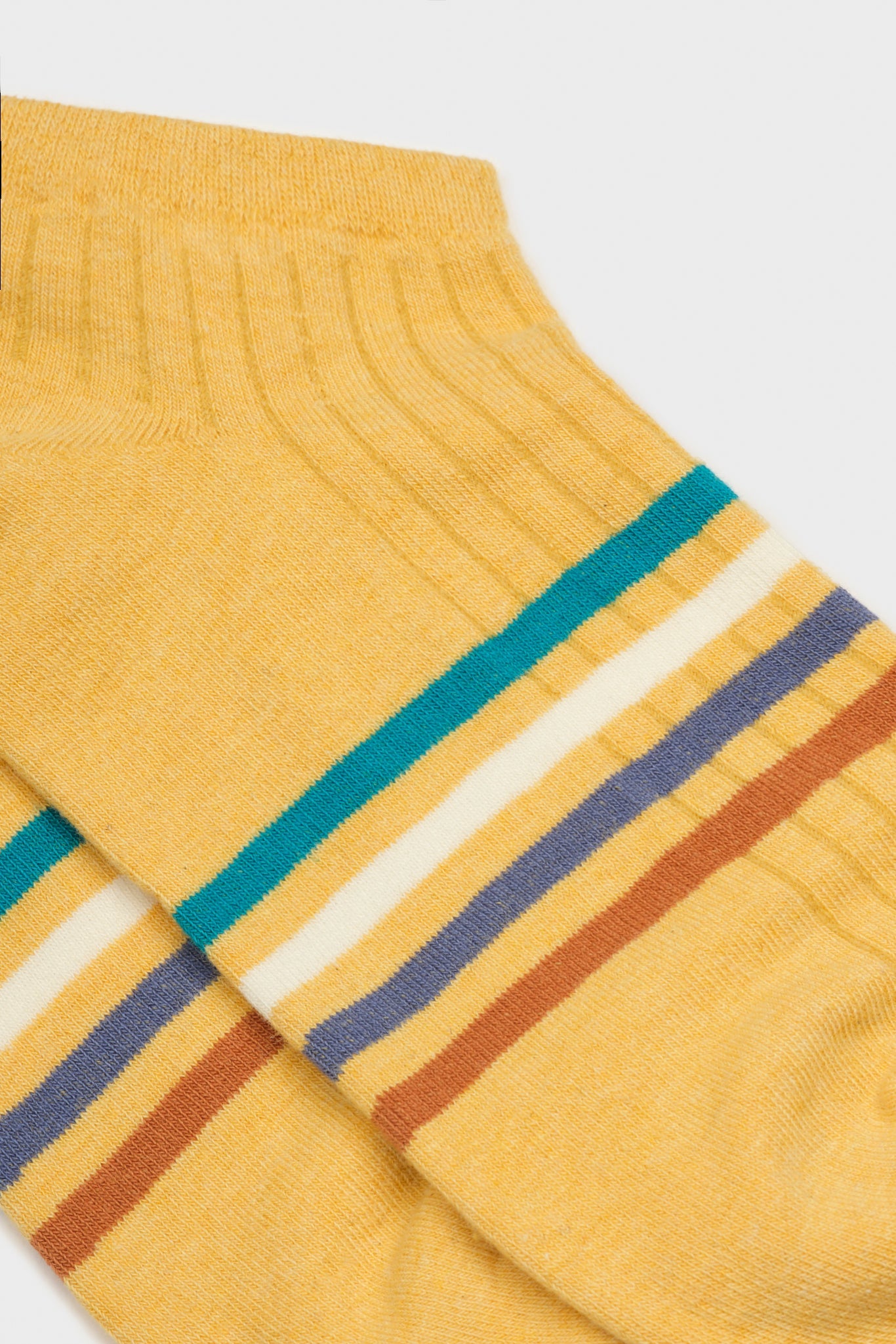 Mustard multicolour striped ankle socks_4